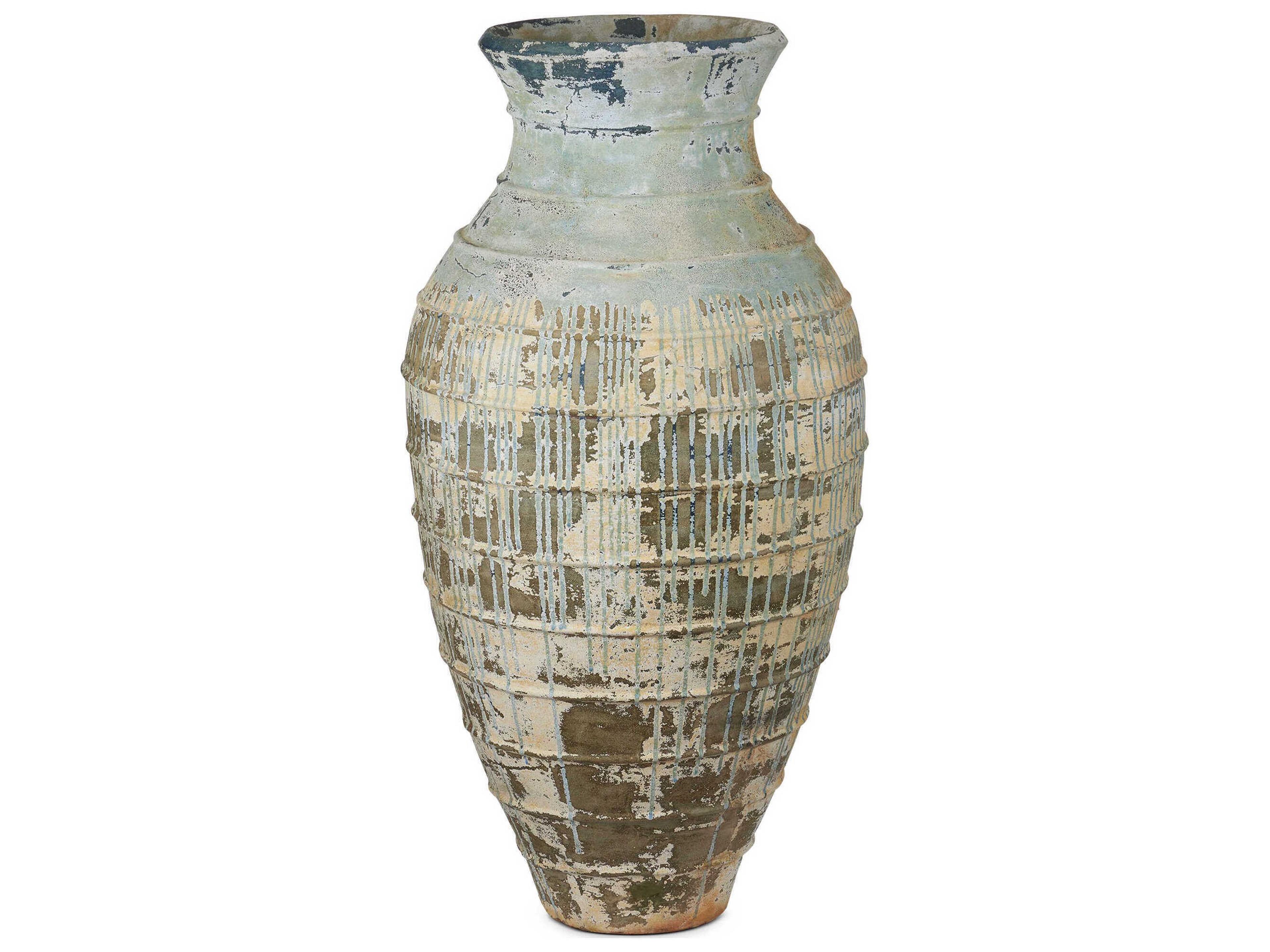 Lipari Antique White Blue Drip Urn