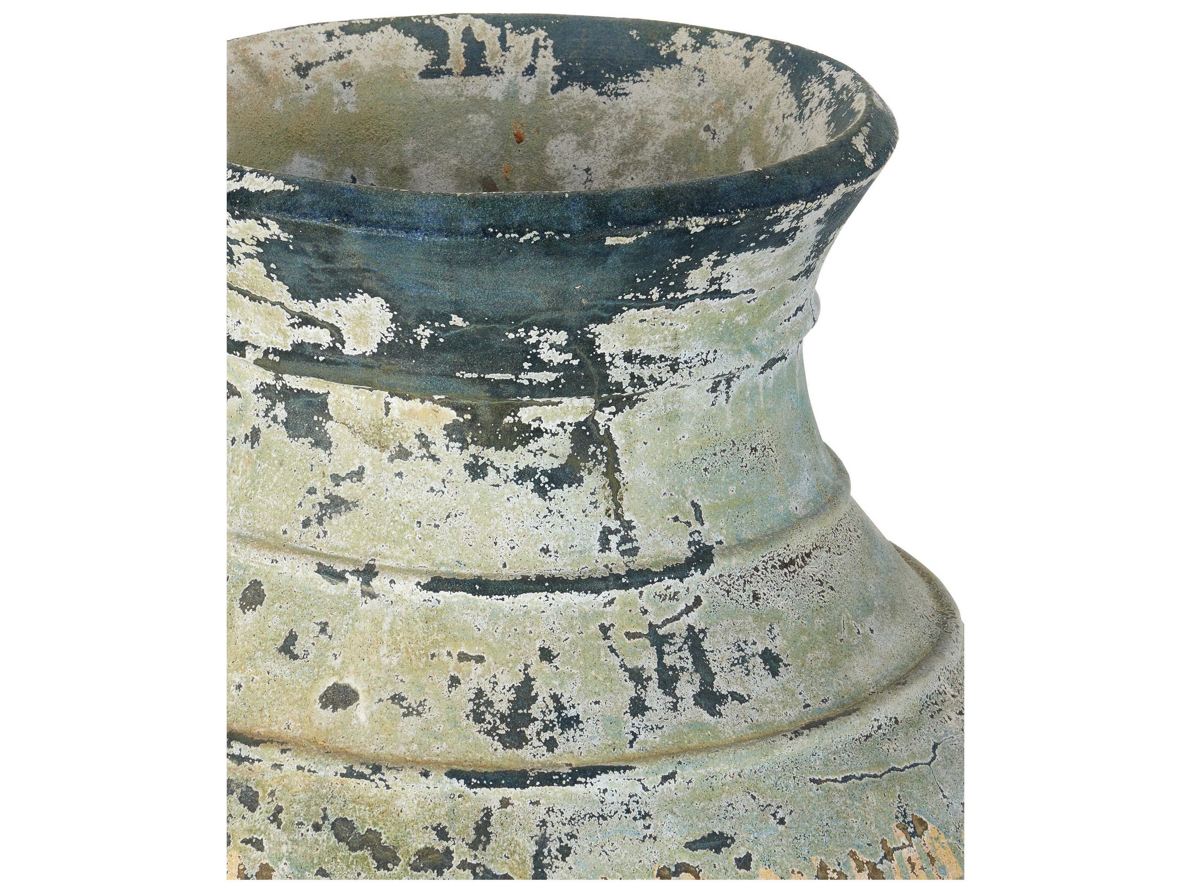 Currey & Company Lipari Antique White Blue Drip Urn