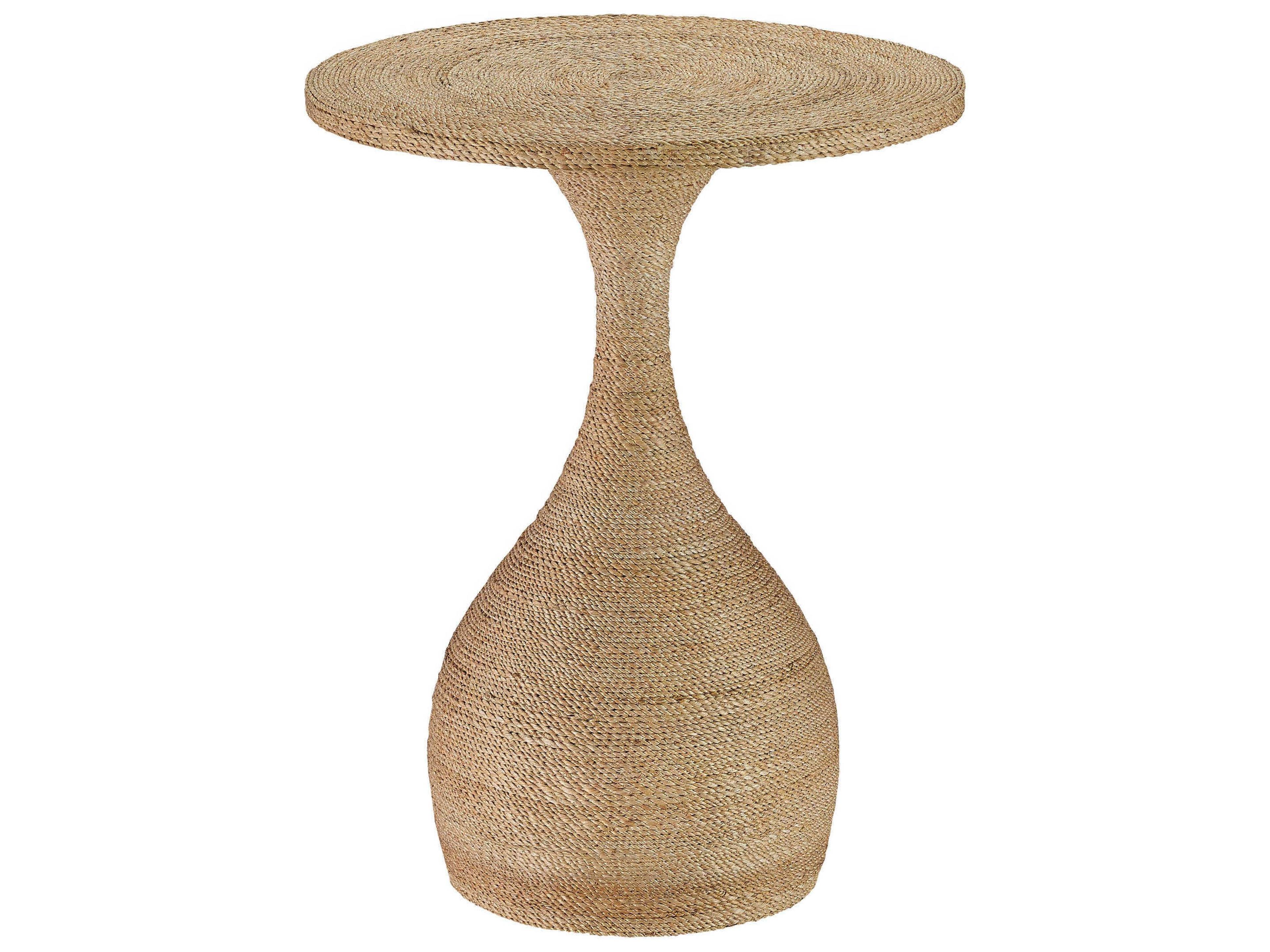 Currey & Company Simo Round Rattan End Table