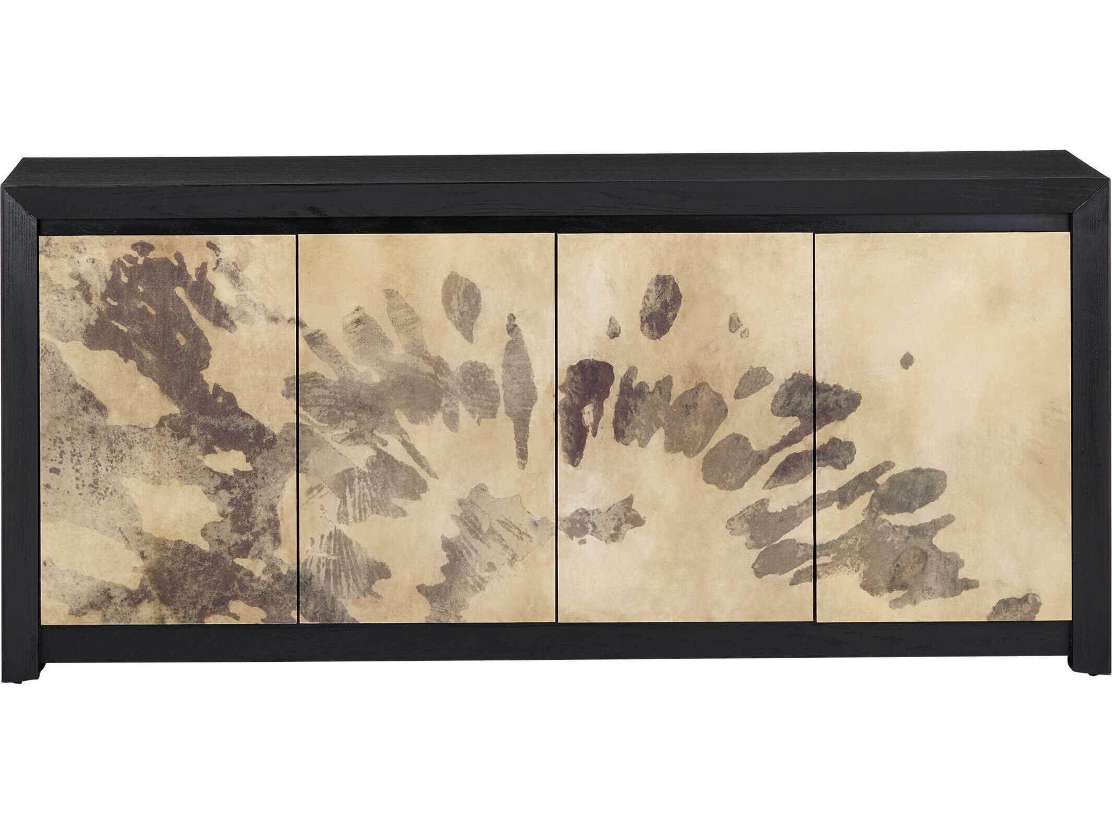 Currey & Company Karlson 80" Natural Vellum Caviar Black Sideboard