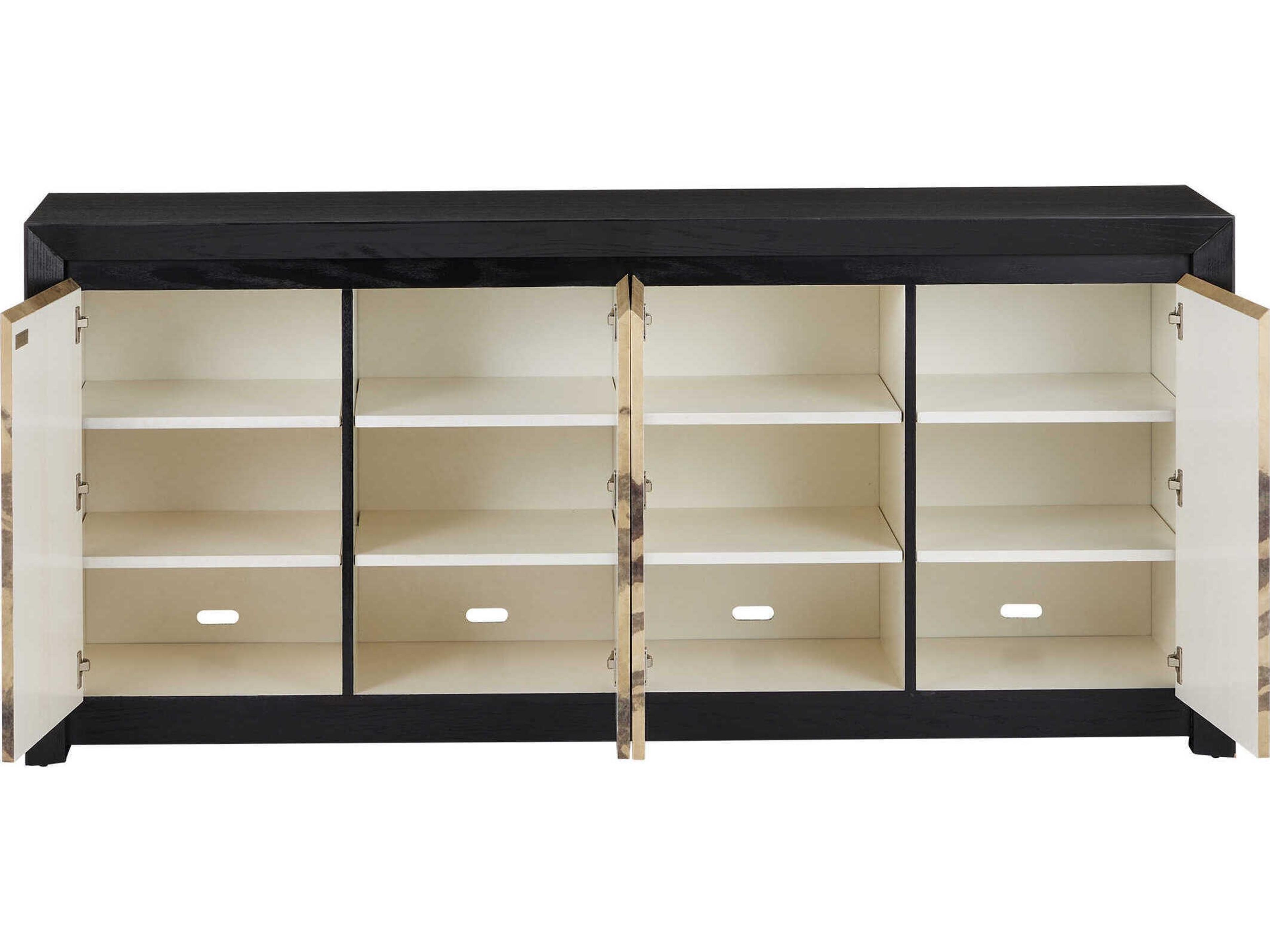 Currey & Company Karlson 80" Natural Vellum Caviar Black Sideboard