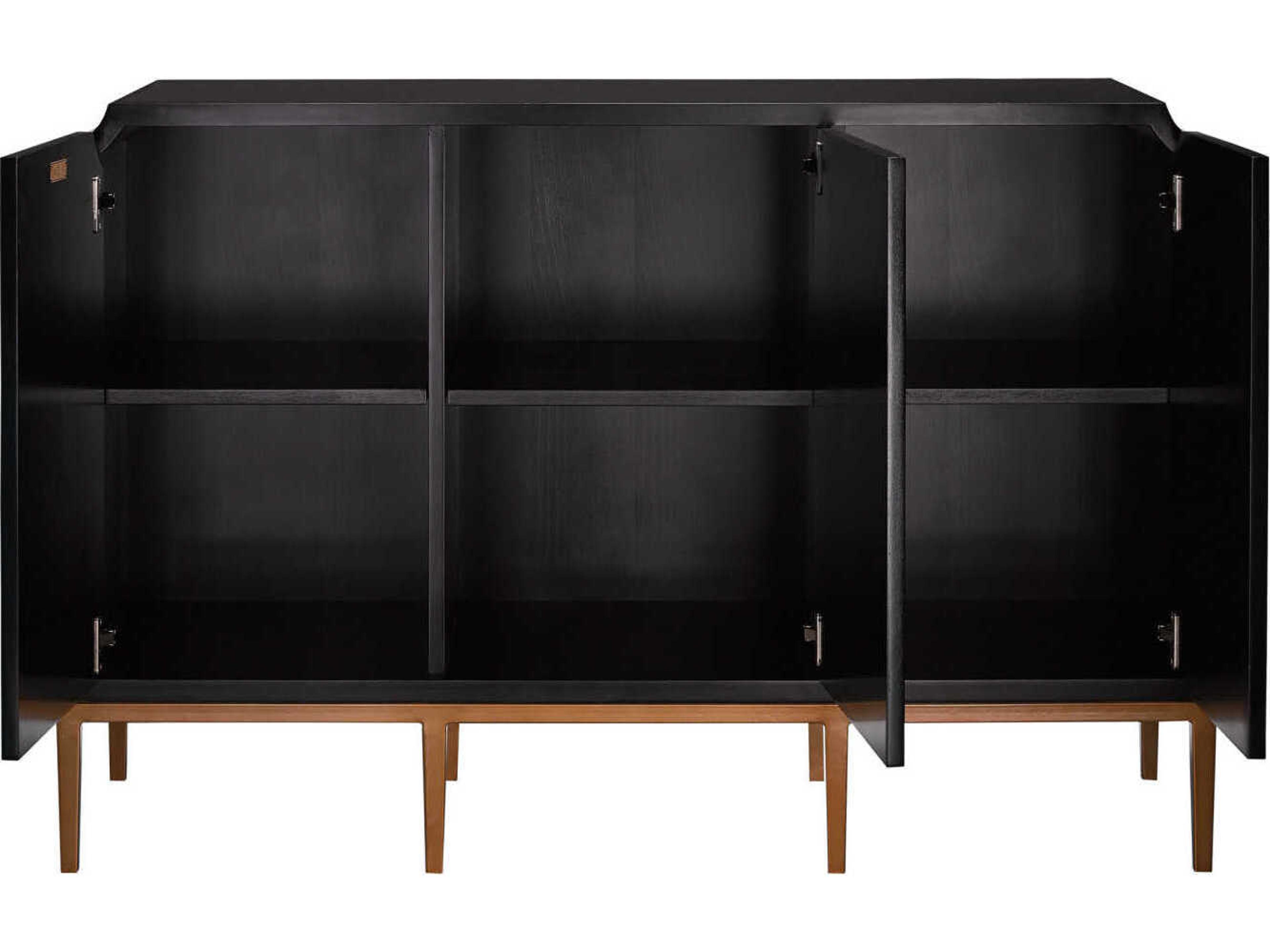 Currey & Company Kallista 54" Hardwood Dark Sapphire Caviar Black Antique Brass Sideboard