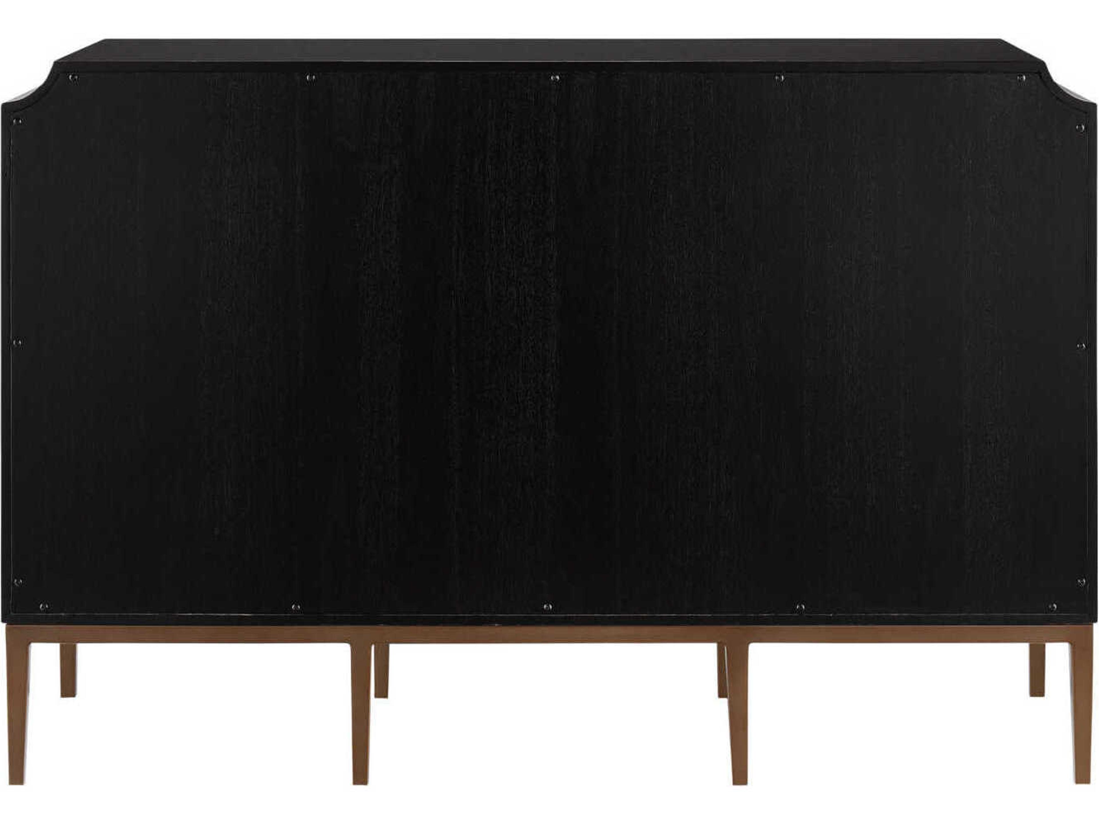 Currey & Company Kallista 54" Hardwood Dark Sapphire Caviar Black Antique Brass Sideboard