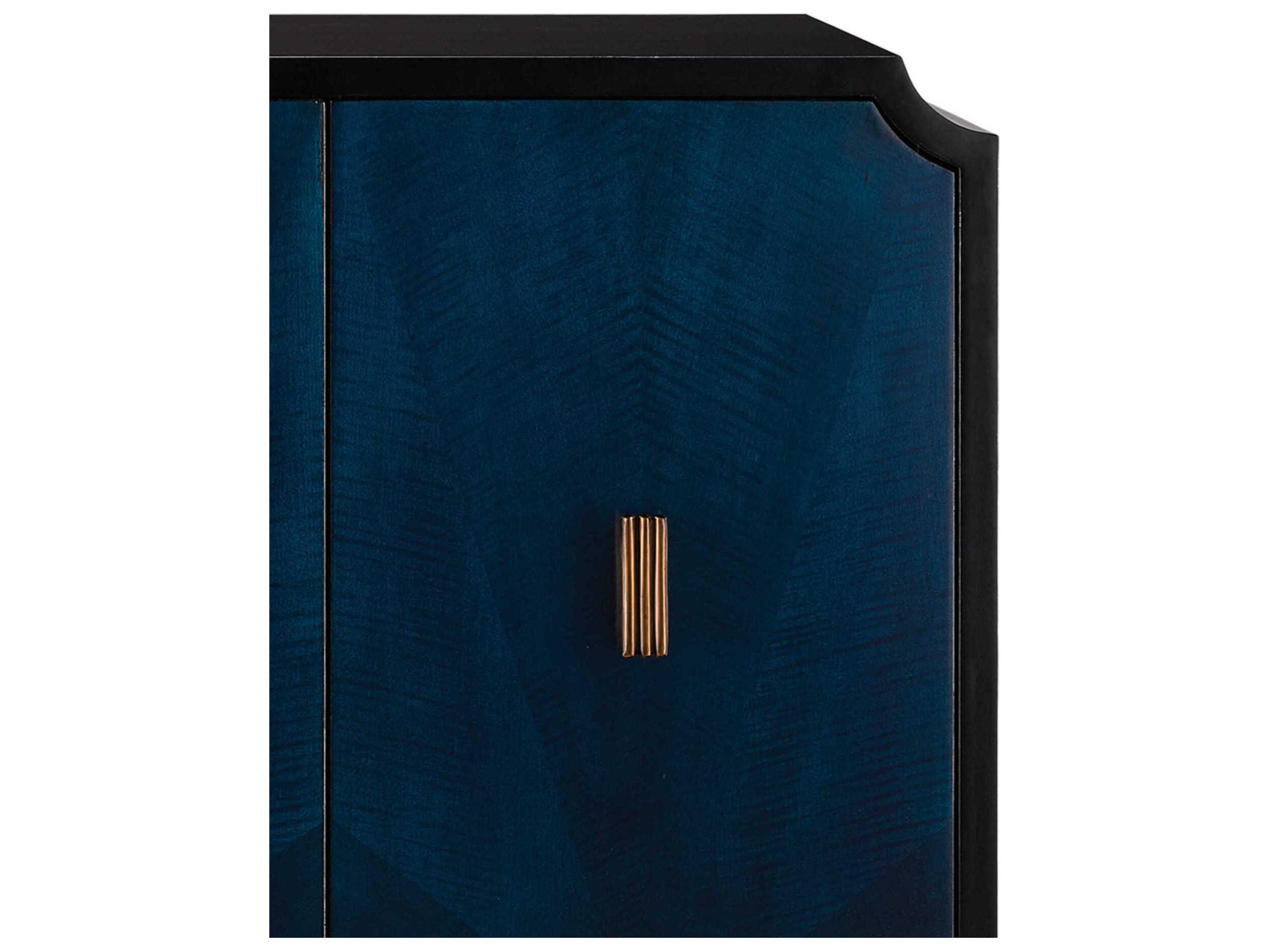 Currey & Company Kallista 54" Hardwood Dark Sapphire Caviar Black Antique Brass Sideboard