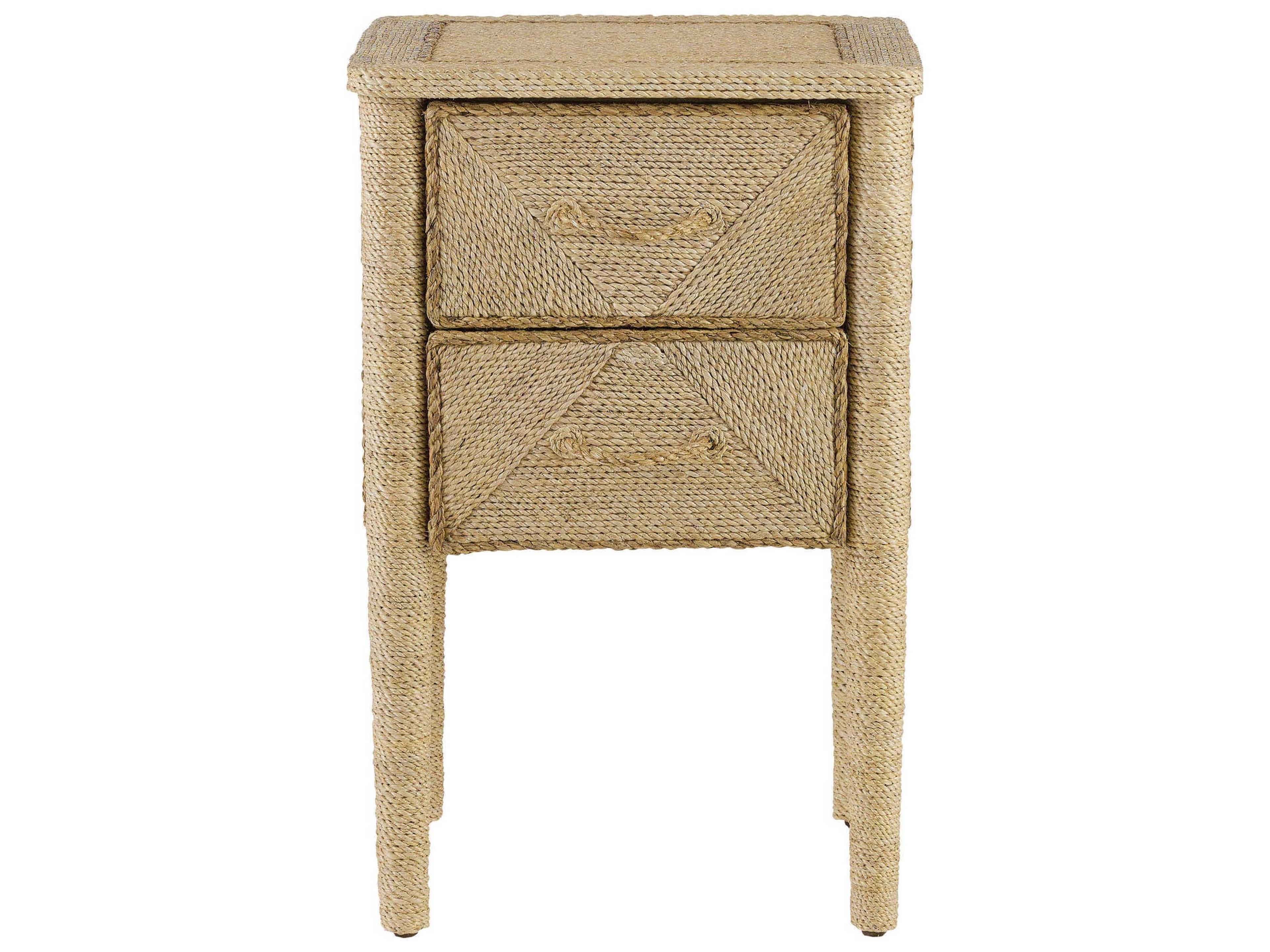 Currey & Company Kaipo 2-Drawers Abaca Wood Nightstand