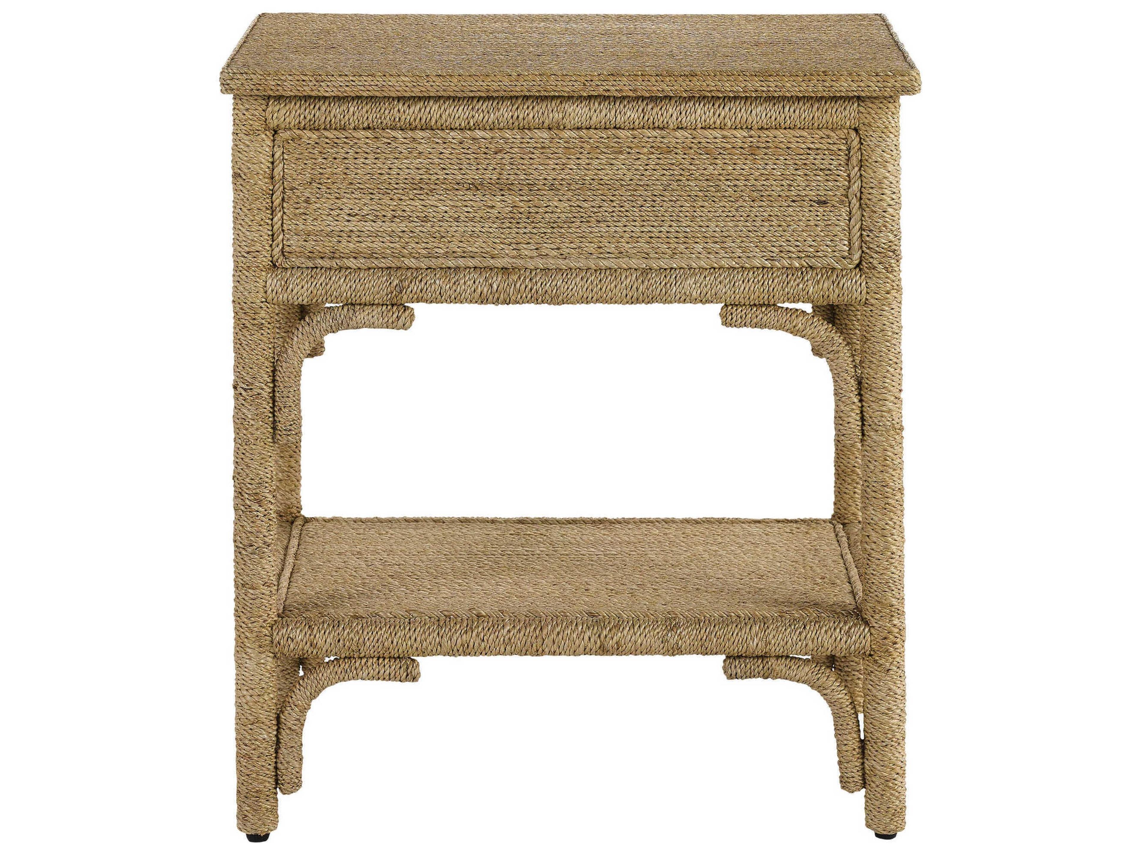Currey & Company Olisa 1-Drawer Abaca Wood Nightstand