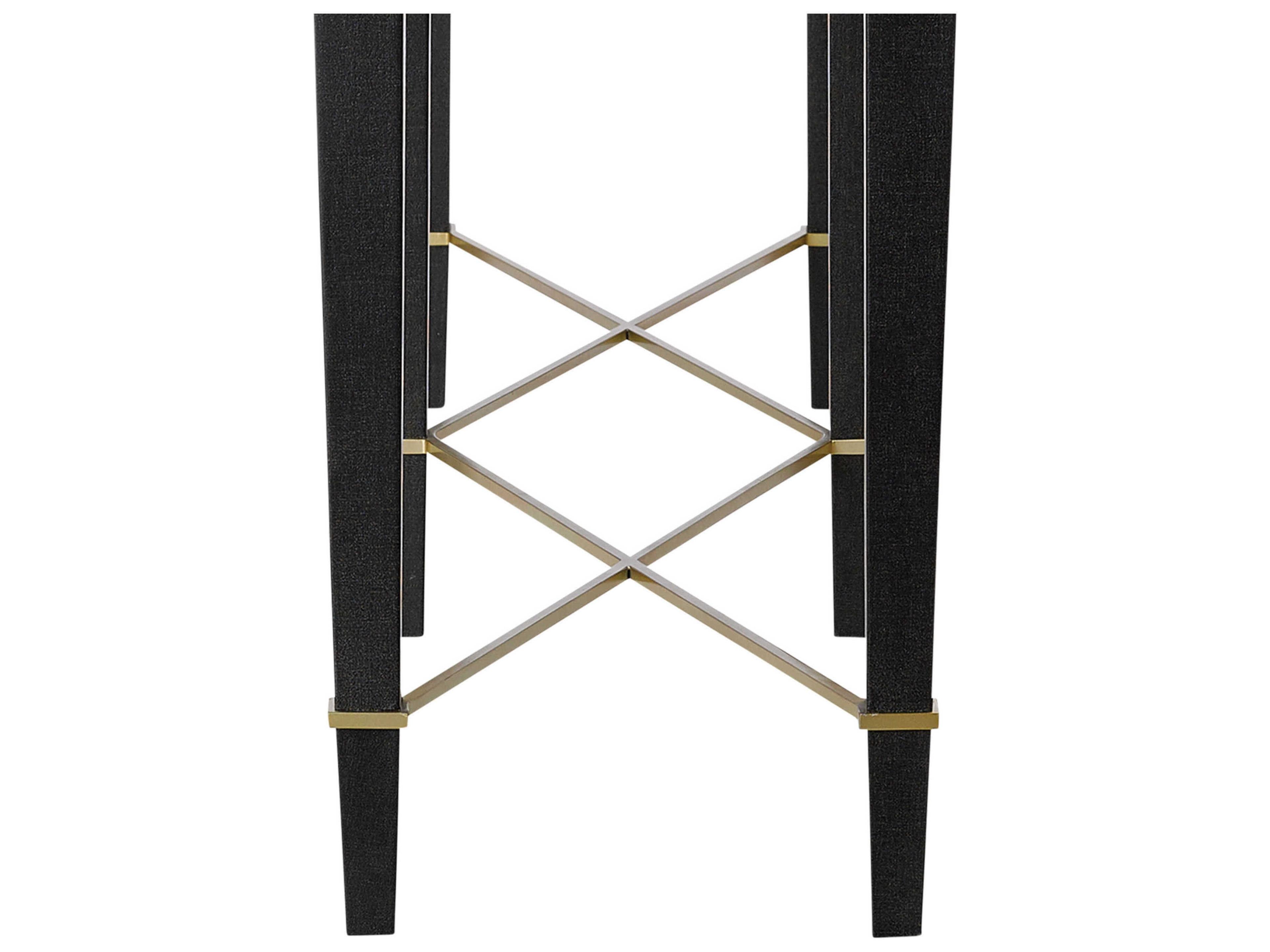 Currey & Company Verona Rectangular Wood Black Lacquered Linen Champagne Console Table
