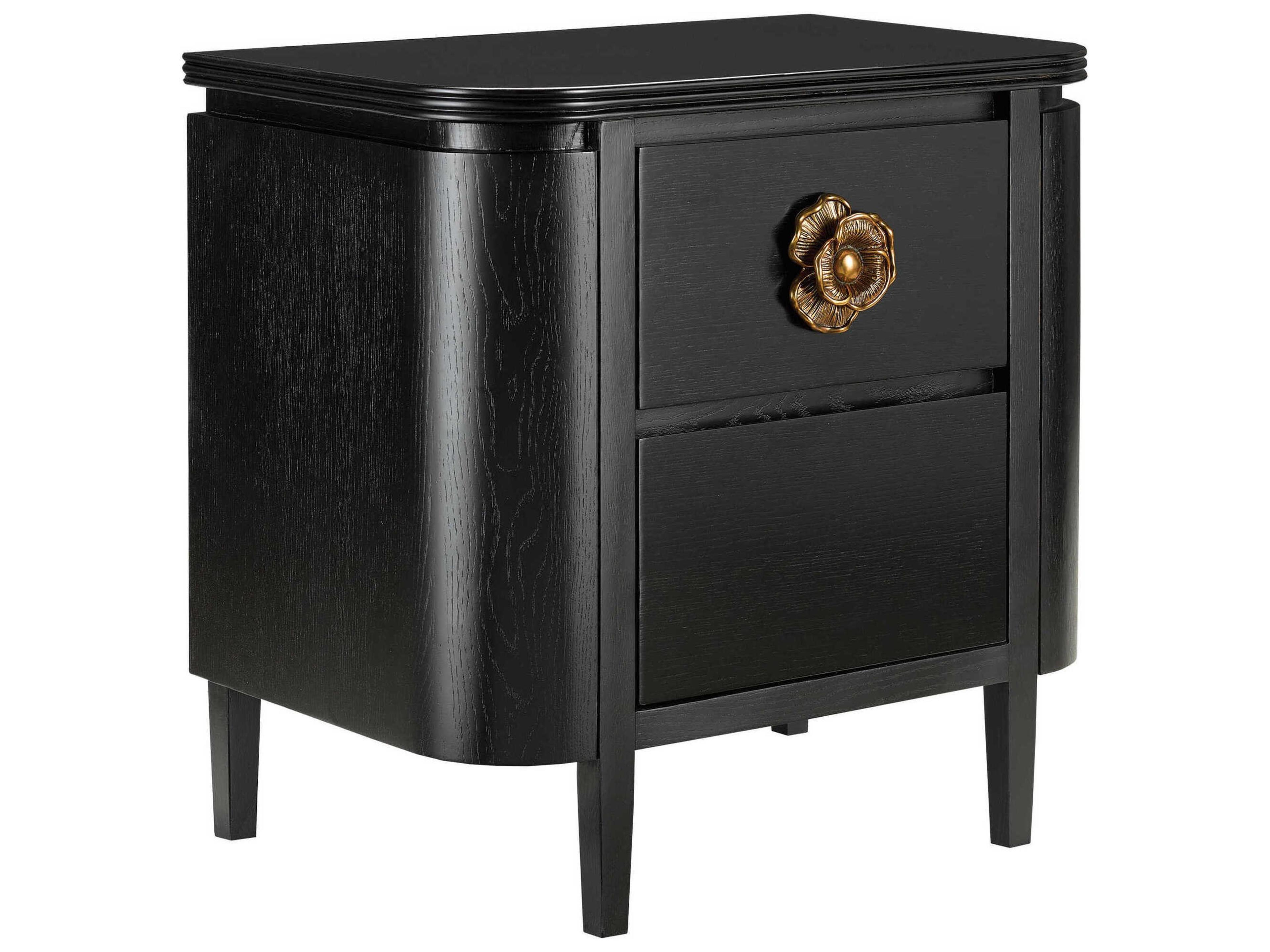 Briallen Nightstand in Caviar Black and Antique Brass