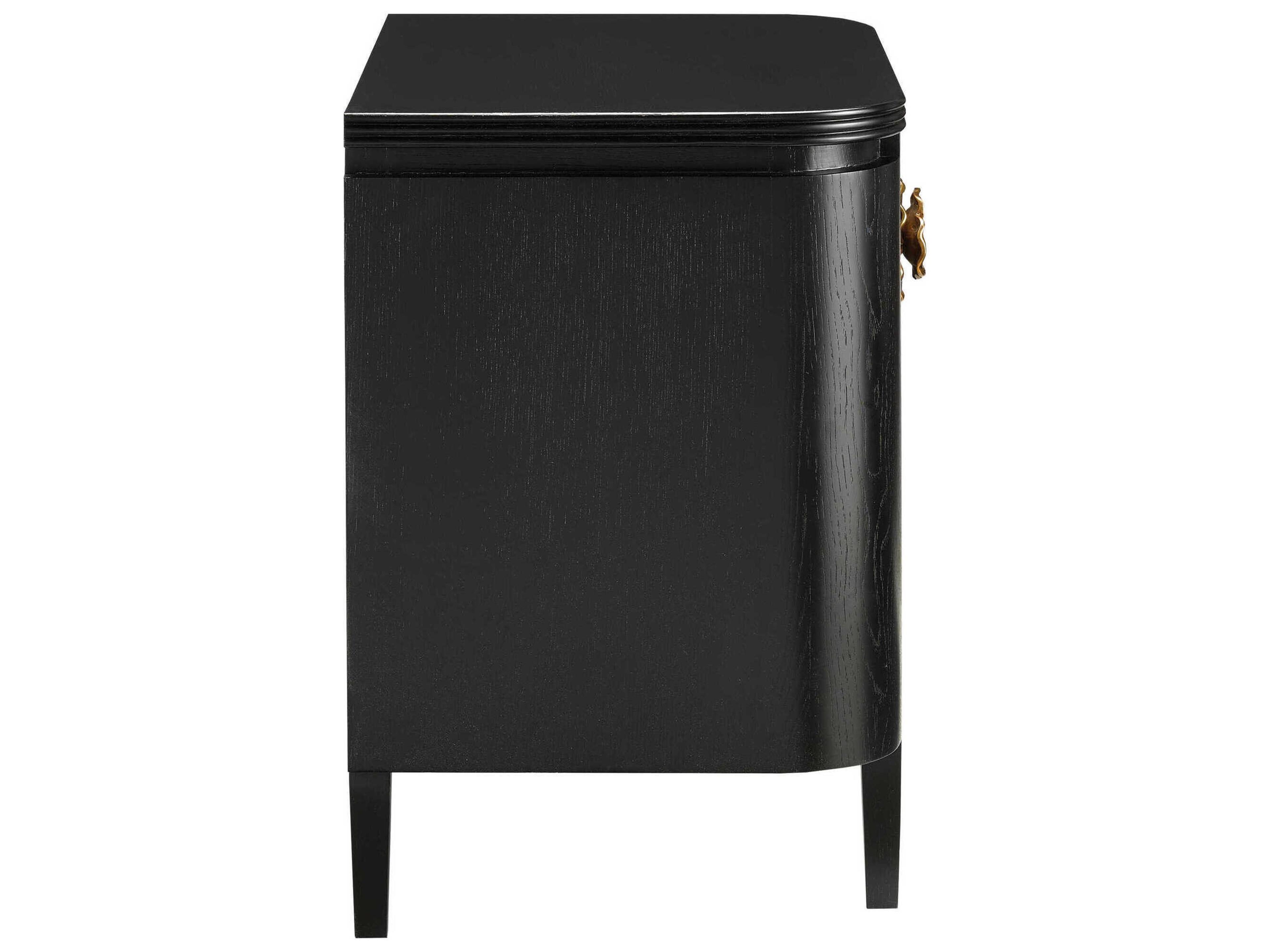 Currey & Company Briallen 2-Drawers Gold Oak Wood Nightstand