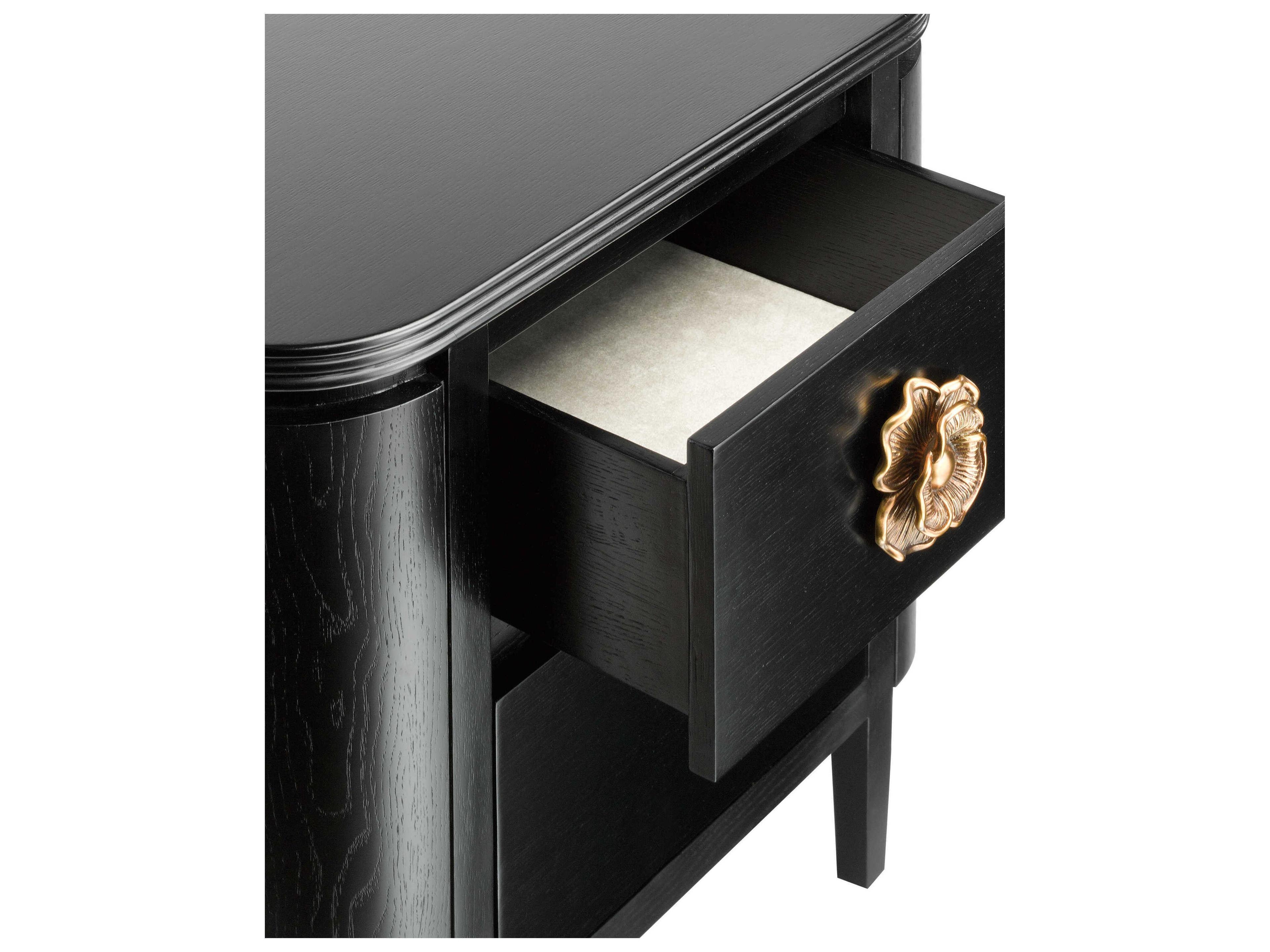 Currey & Company Briallen 2-Drawers Gold Oak Wood Nightstand