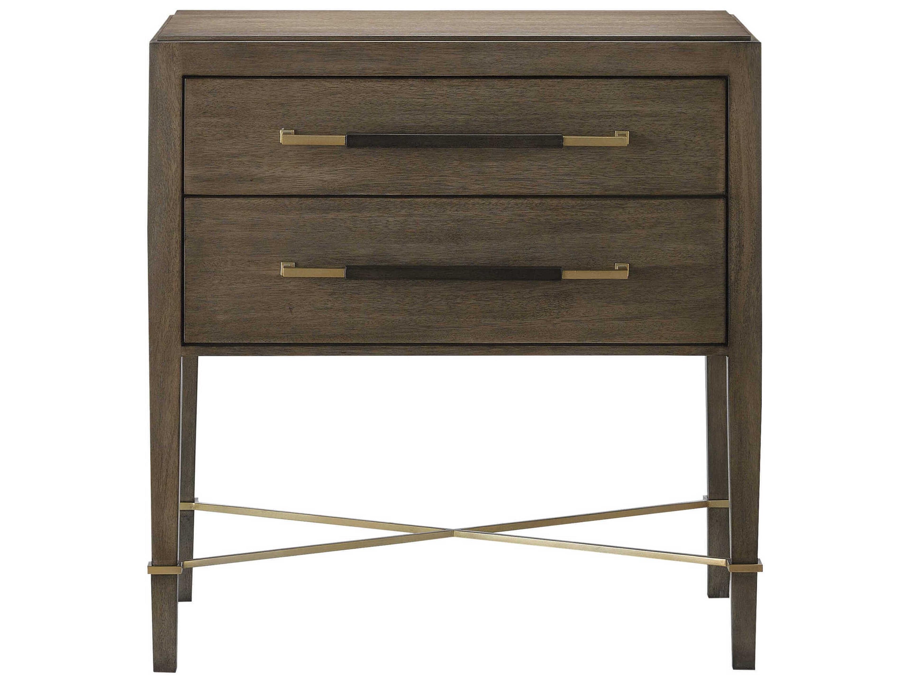 Currey & Company Verona 2-Drawers Brown Mahogany Wood Nightstand
