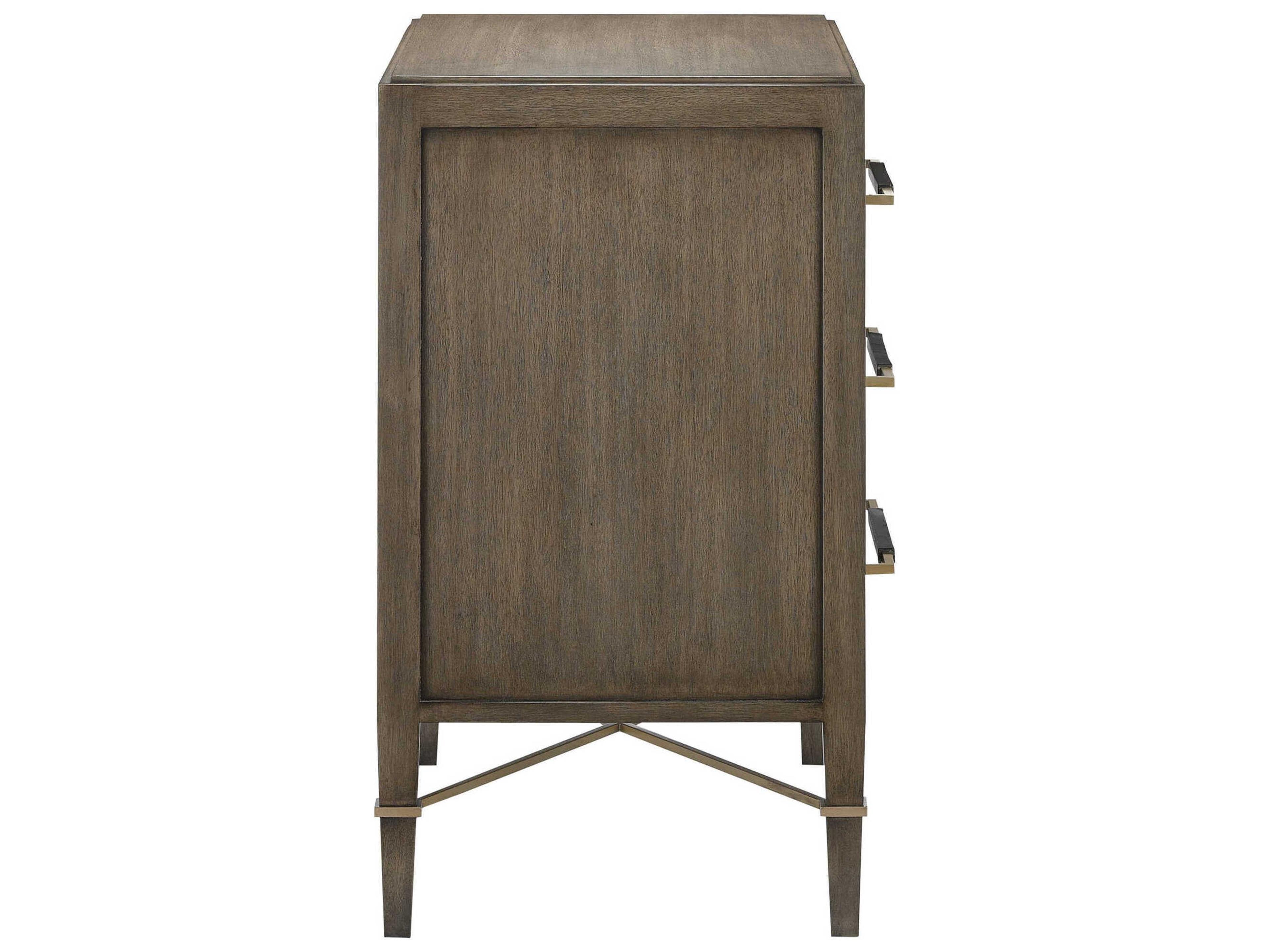 Currey & Company Verona 3-Drawers Brown Mahogany Wood Chest Nightstand