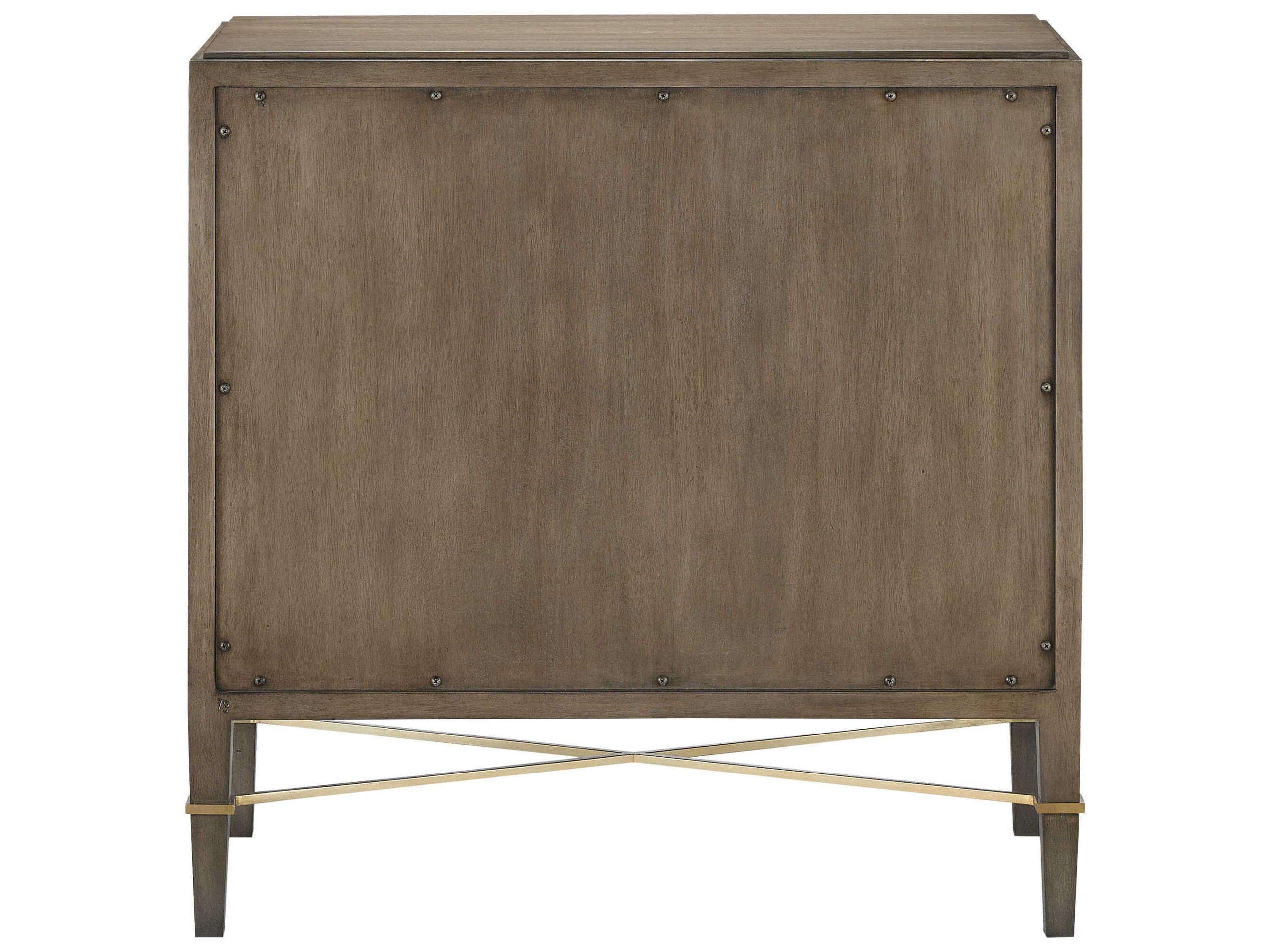 Currey & Company Verona 3-Drawers Brown Mahogany Wood Chest Nightstand