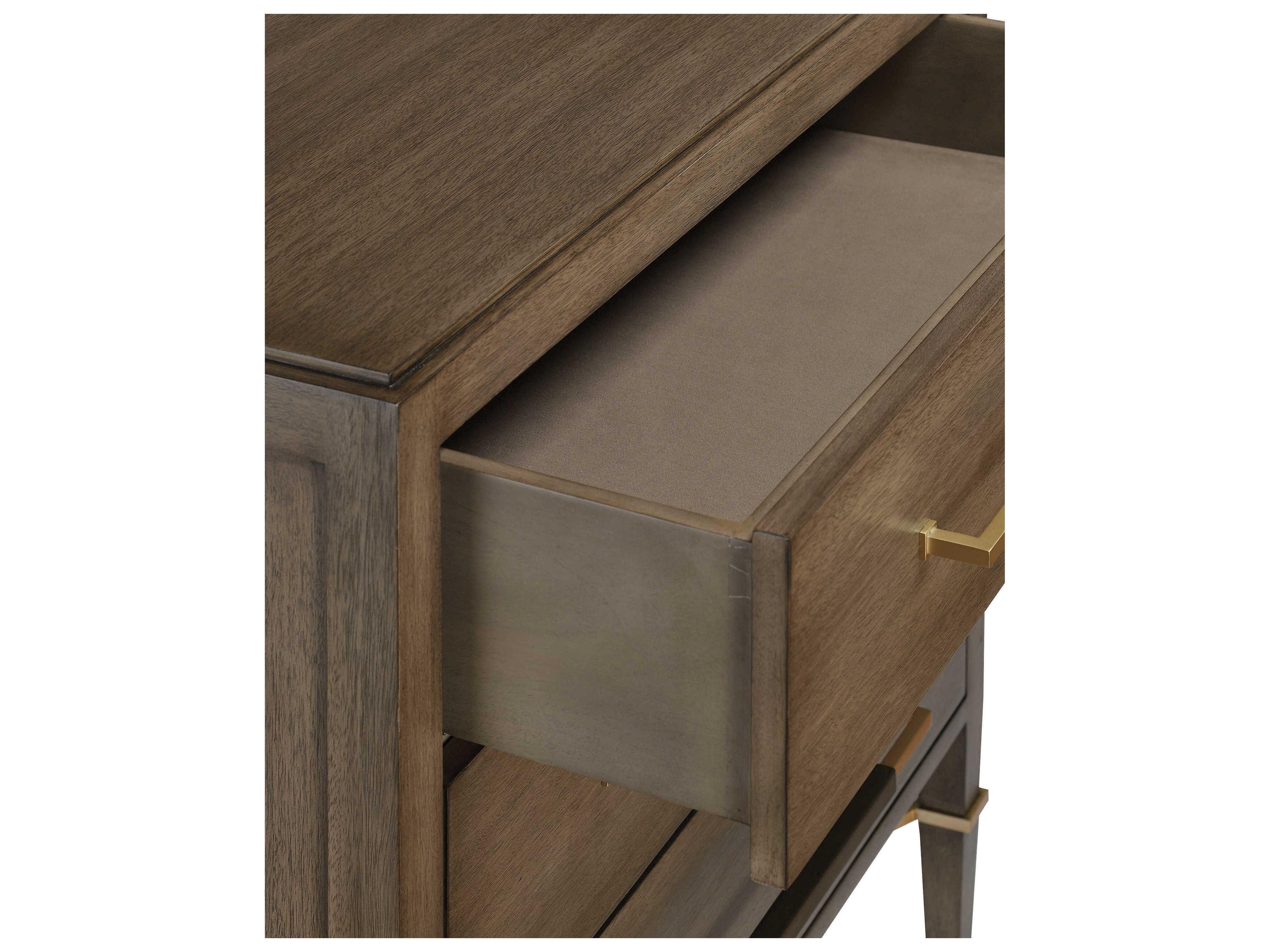 Currey & Company Verona 3-Drawers Brown Mahogany Wood Chest Nightstand