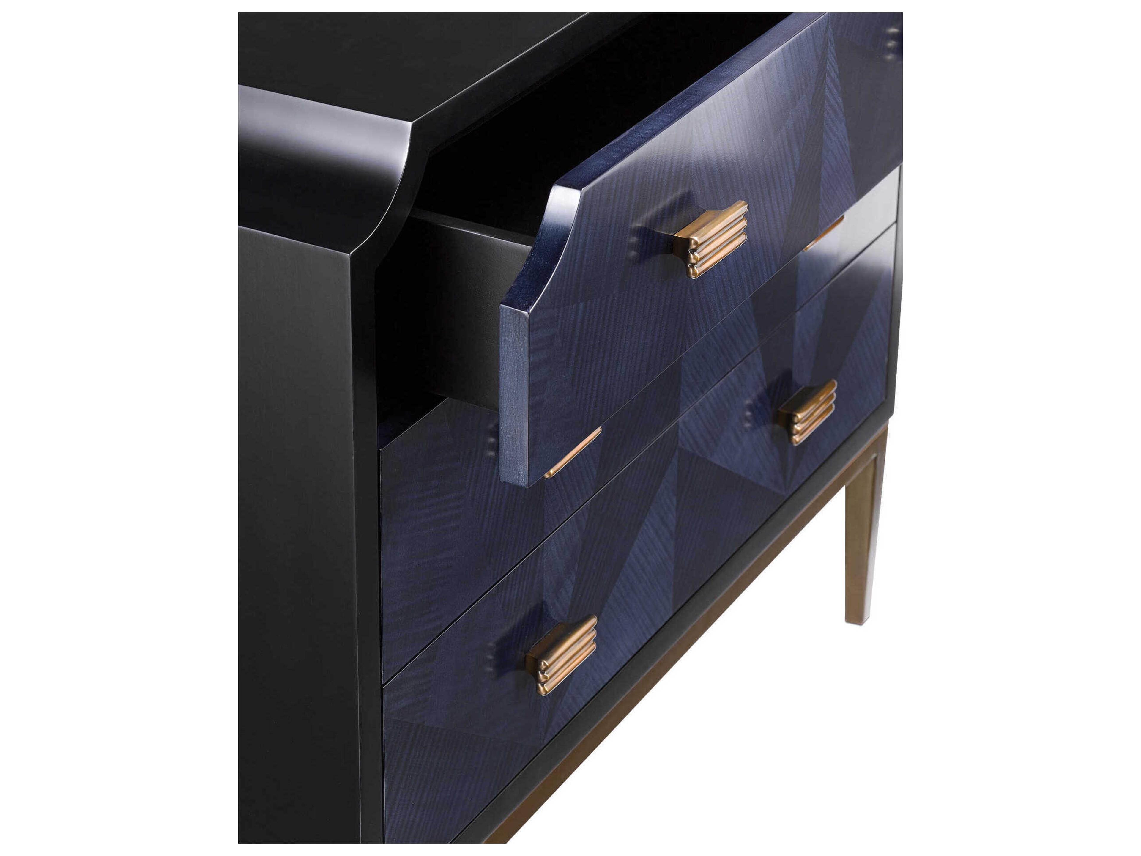 Currey & Company Kallista 3-Drawers Black Hardwood Dresser