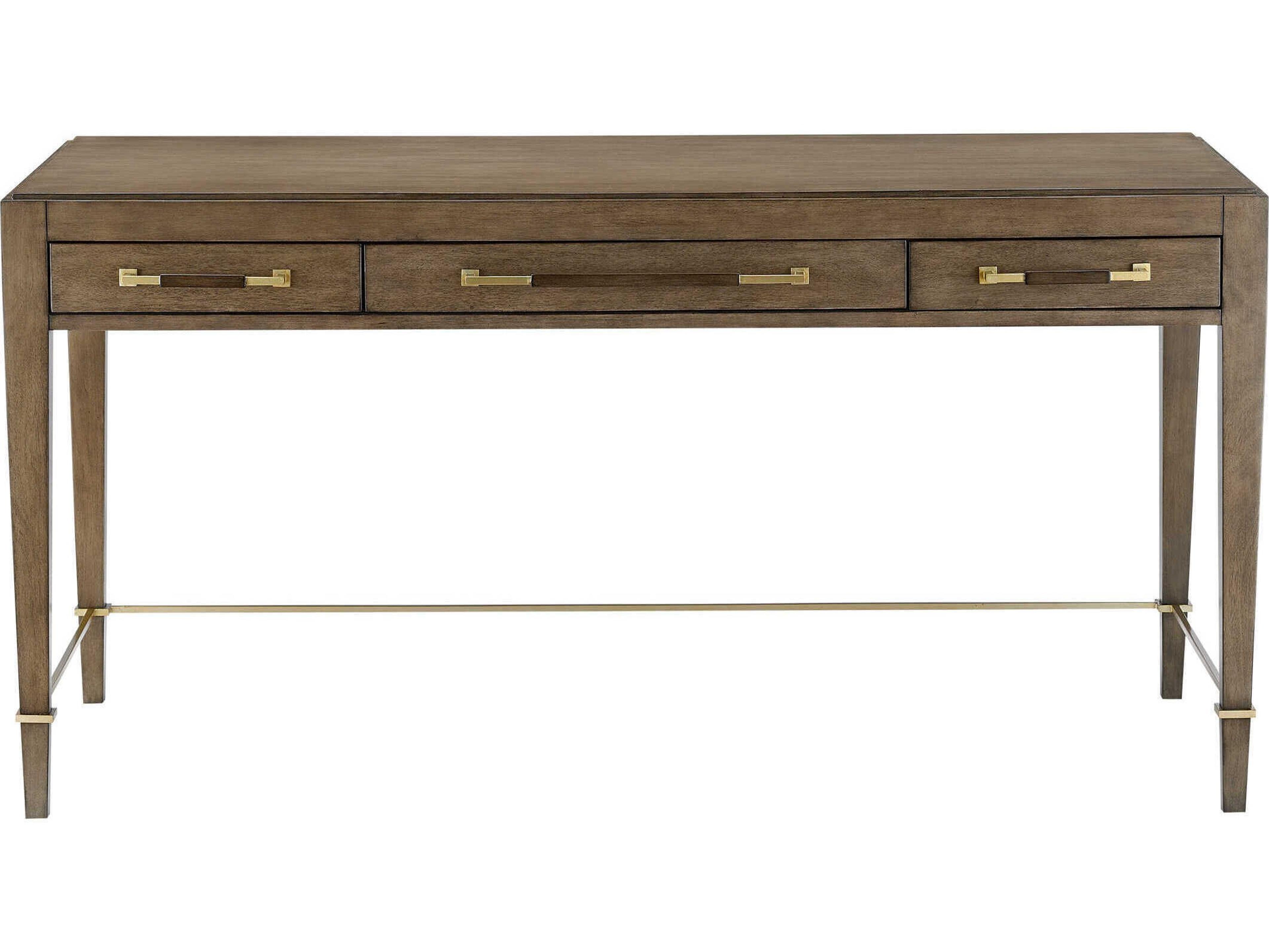 Currey & Company Verona Chanterelle Coffee Champagne Brown Mahogany Wood Secretary Desk