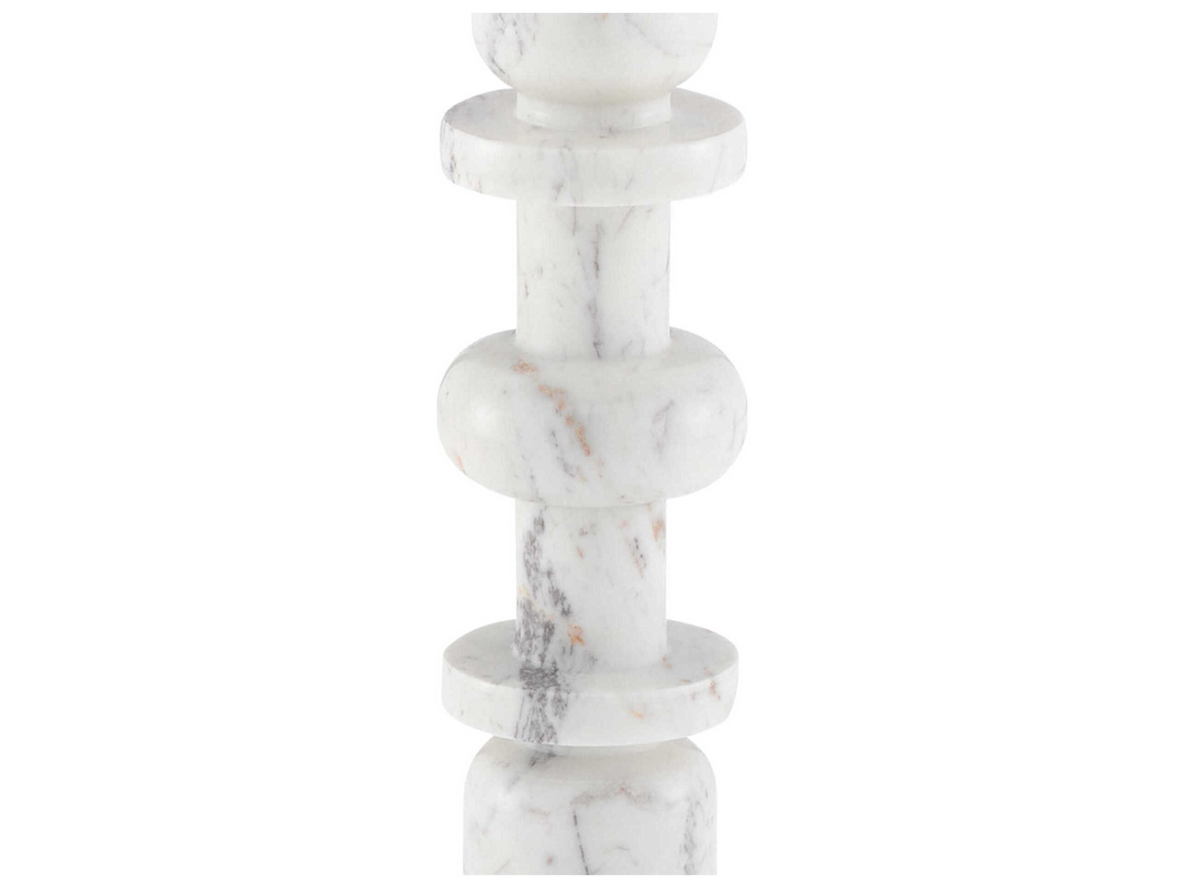 Currey & Company Sasha Round Marble White End Table