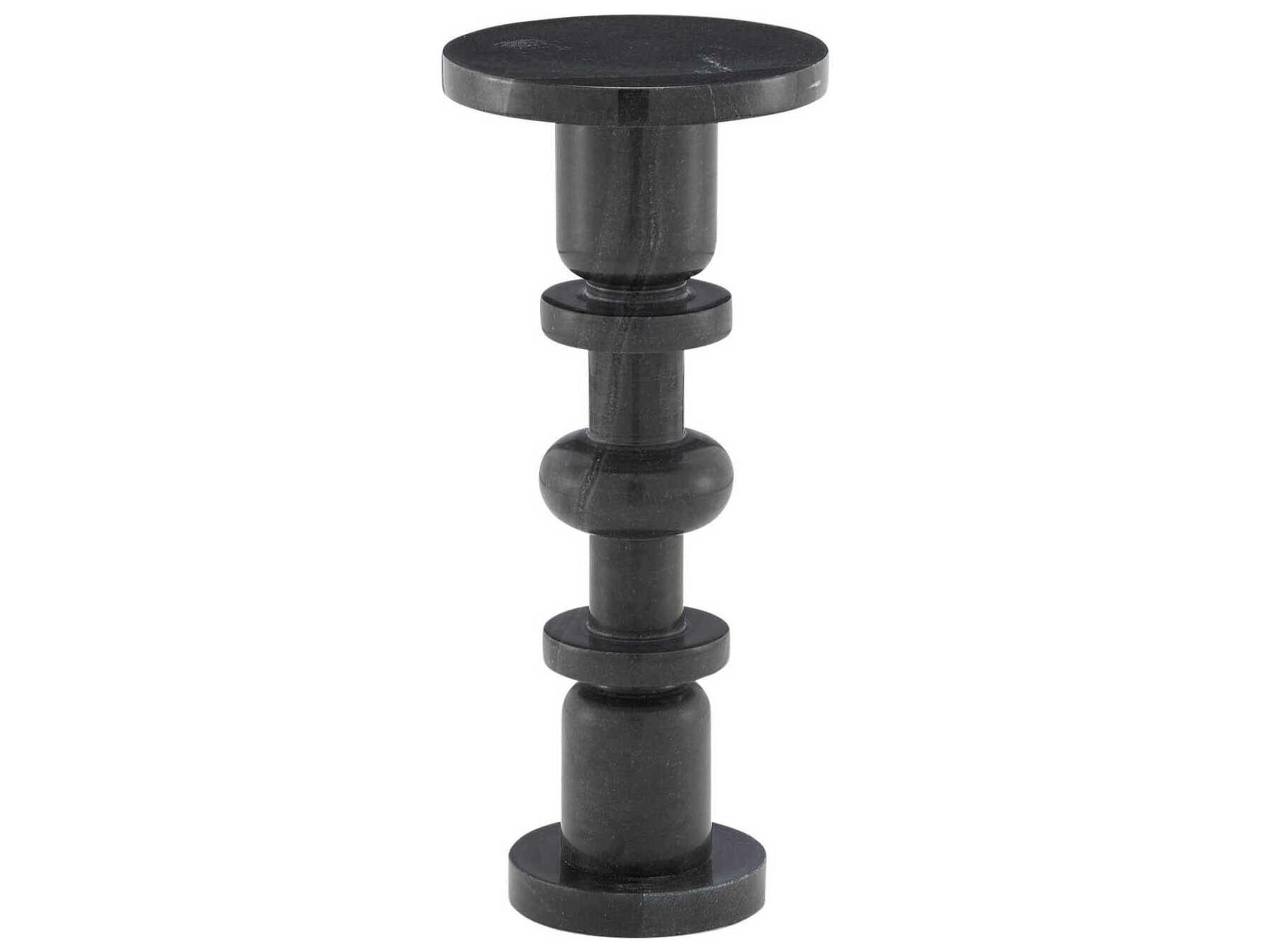 Sasha Round Marble Black End Table