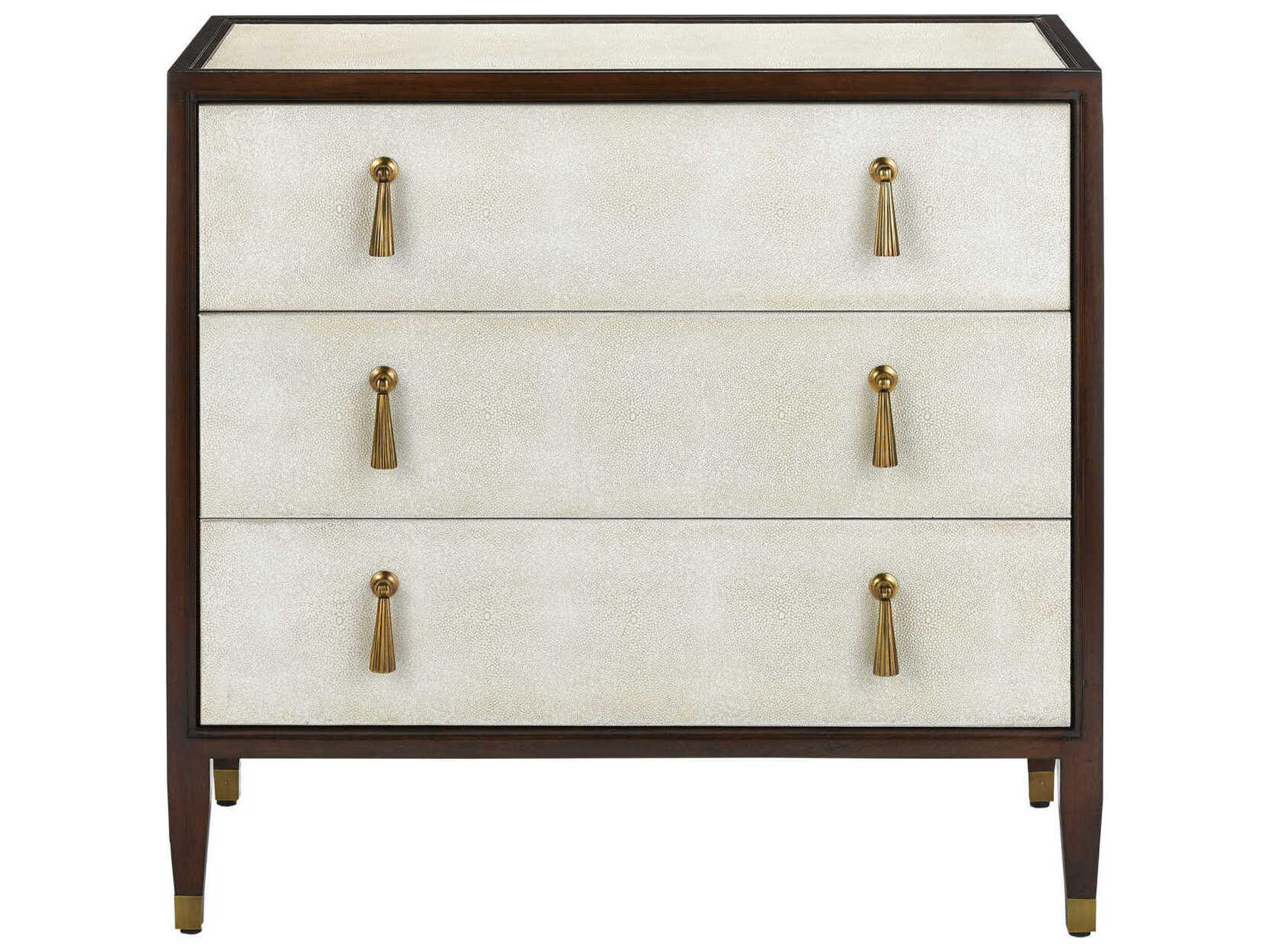 Currey & Company Evie 3-Drawers Brown Mahogany Wood Dresser