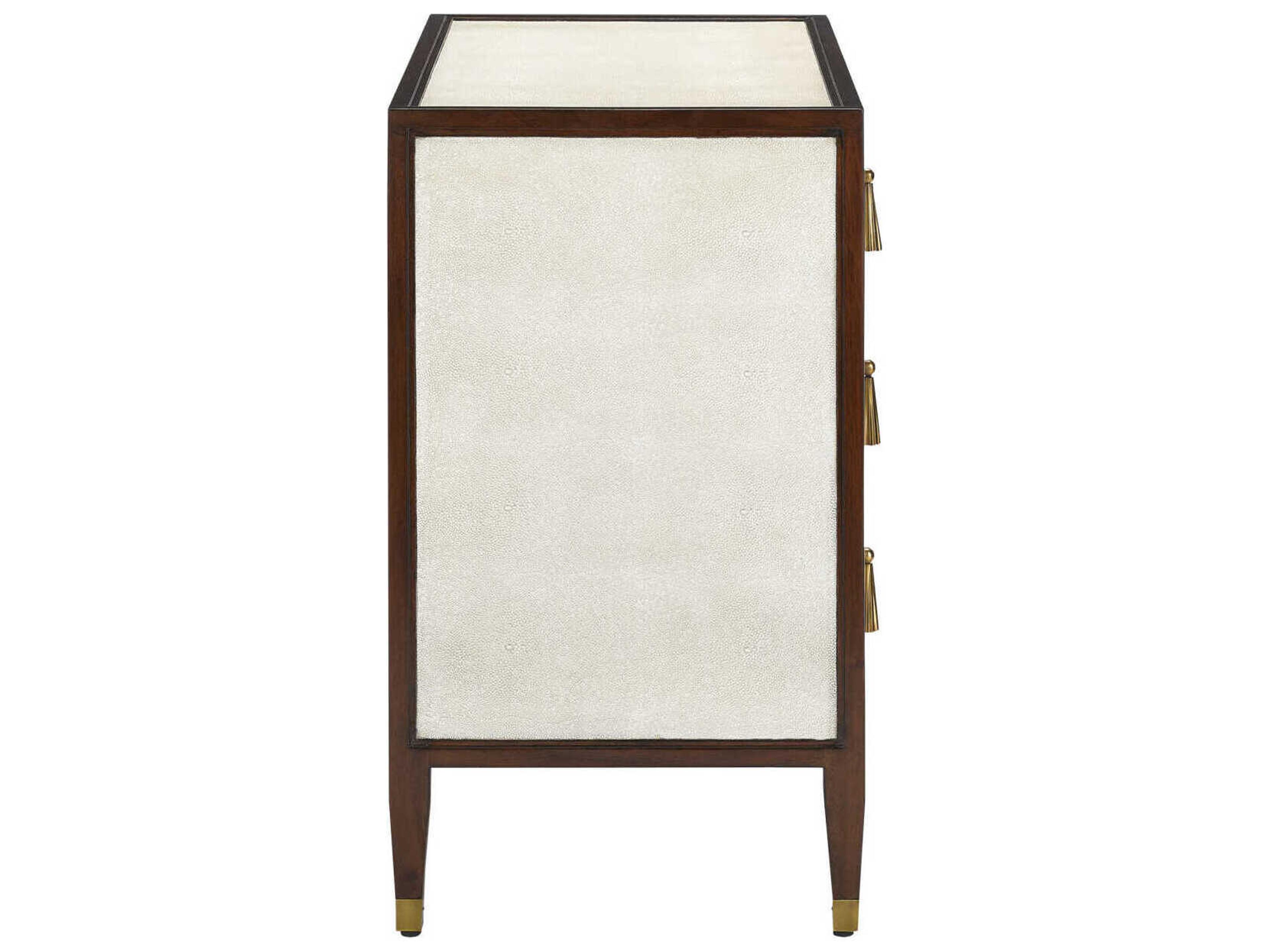 Currey & Company Evie 3-Drawers Brown Mahogany Wood Dresser