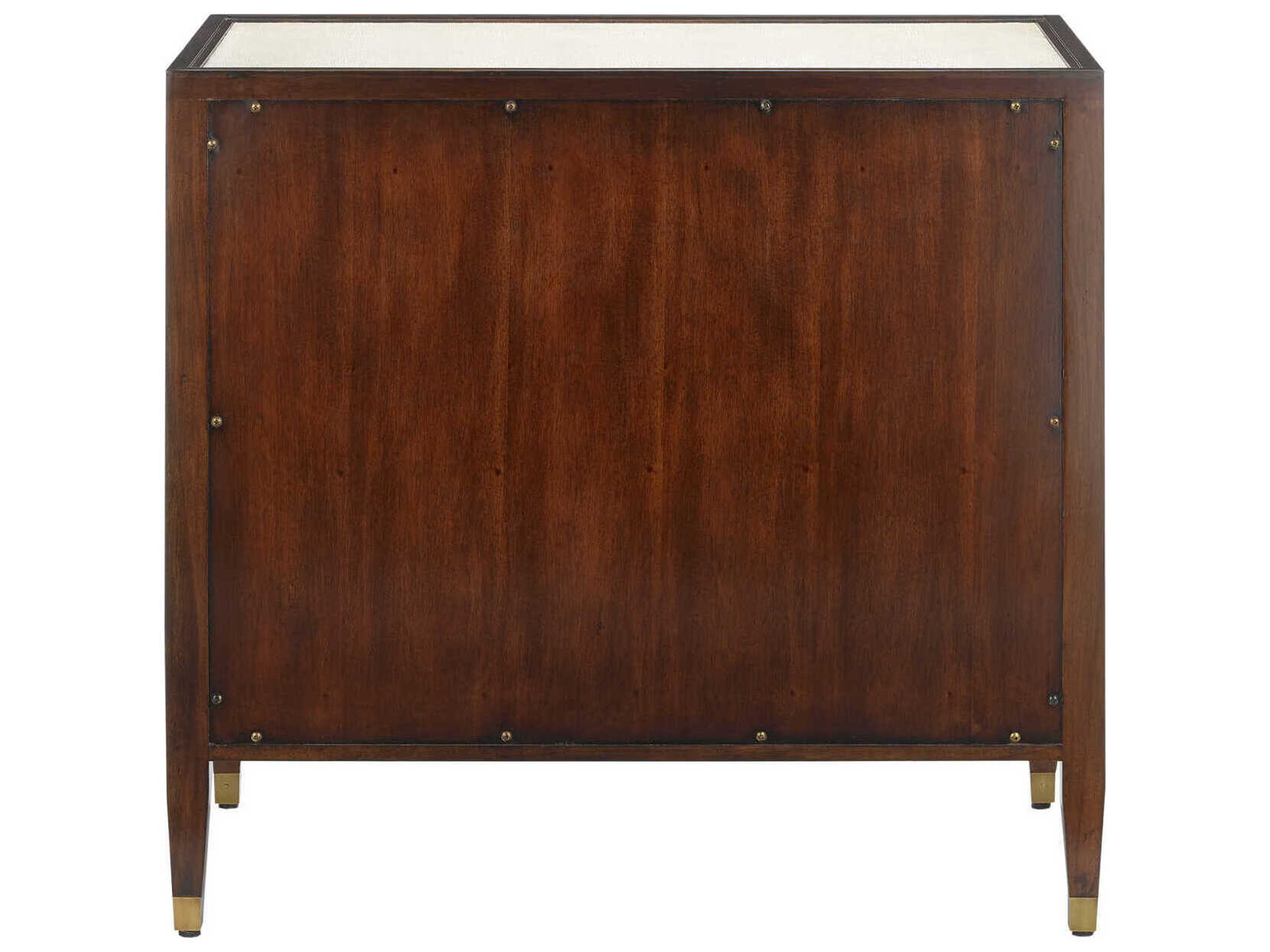 Currey & Company Evie 3-Drawers Brown Mahogany Wood Dresser