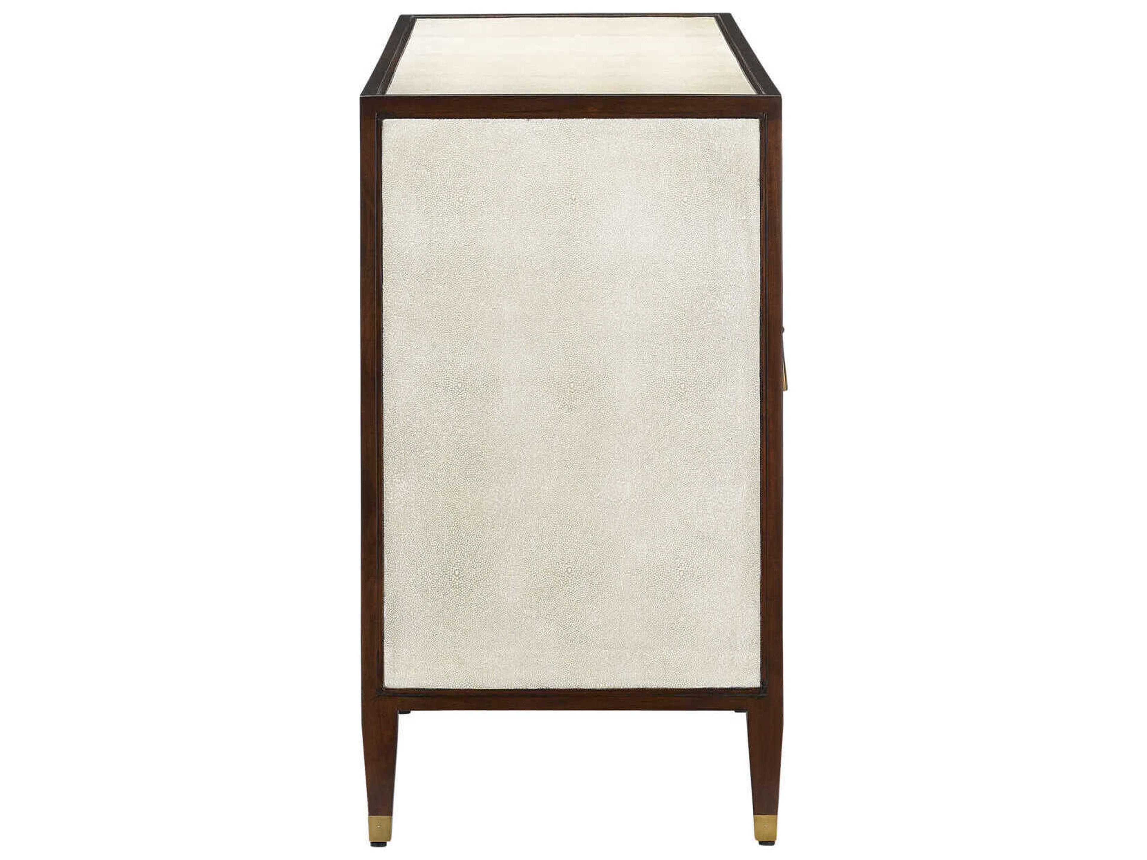 Currey & Company Evie 60" Mahogany Wood Ivory Dark Walnut Brass Credenza Sideboard