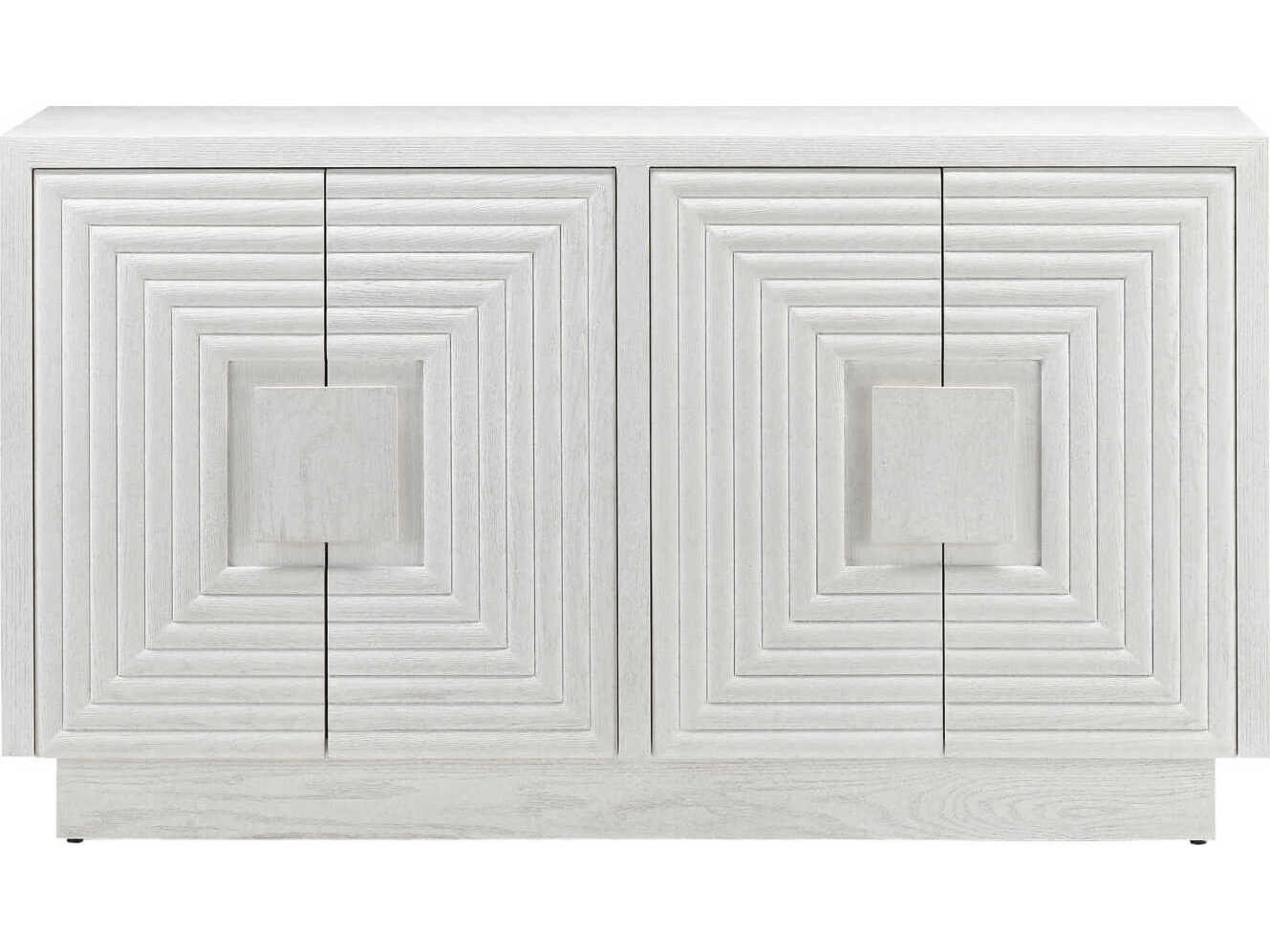 Currey & Company Morombe 56" Oak Wood Cerused White Sideboard