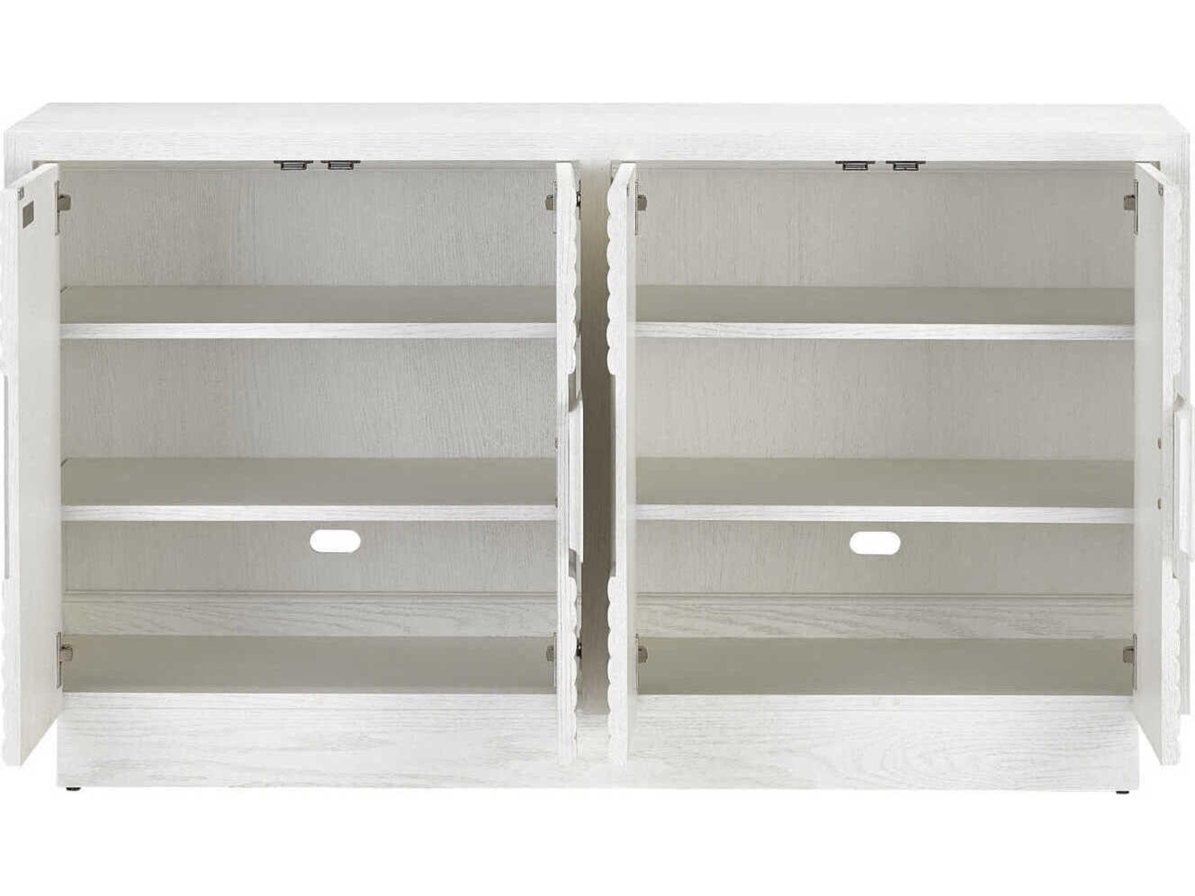 Currey & Company Morombe 56" Oak Wood Cerused White Sideboard