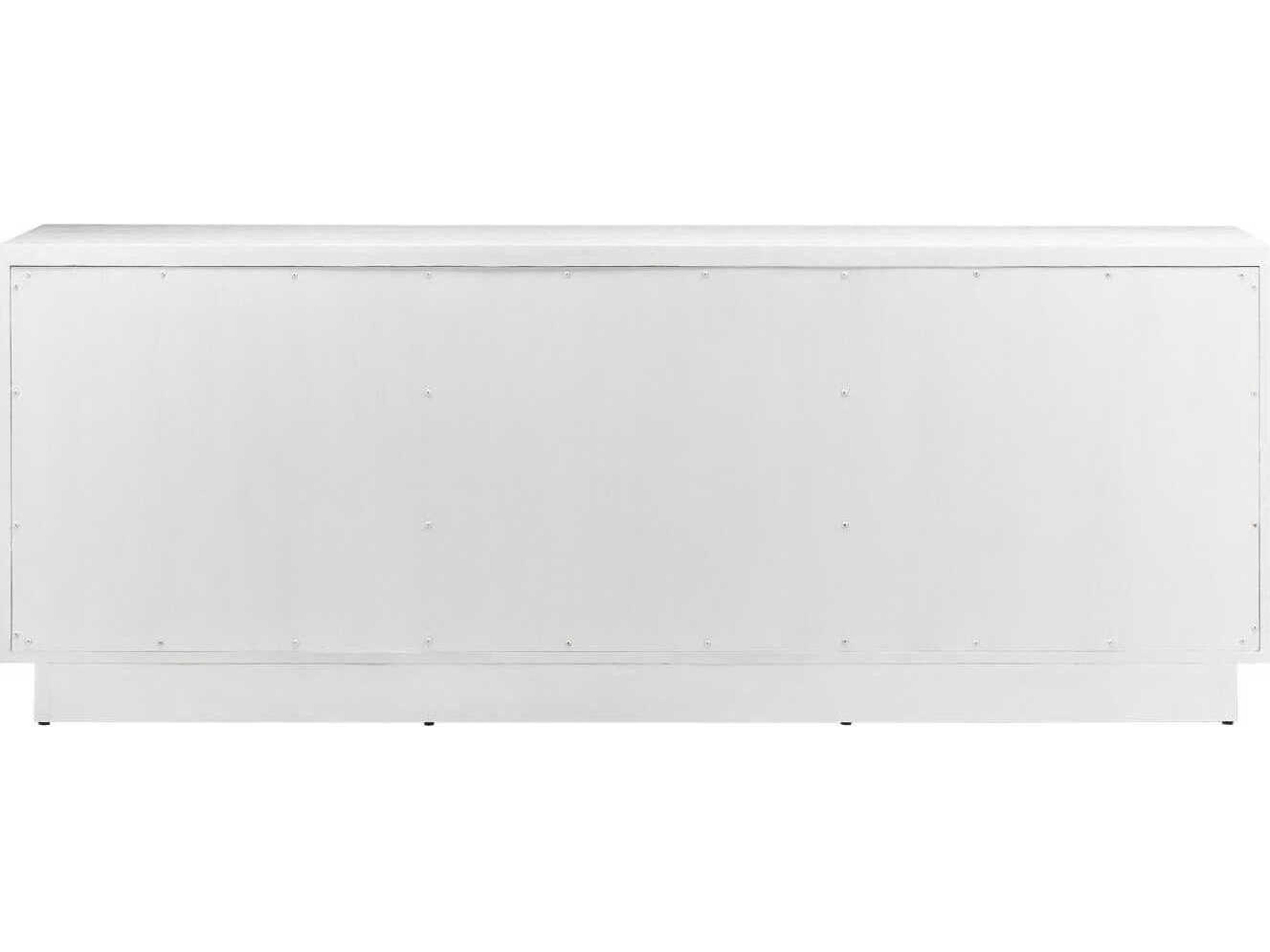 Currey & Company Morombe 84" Oak Wood Cerused White Credenza Sideboard