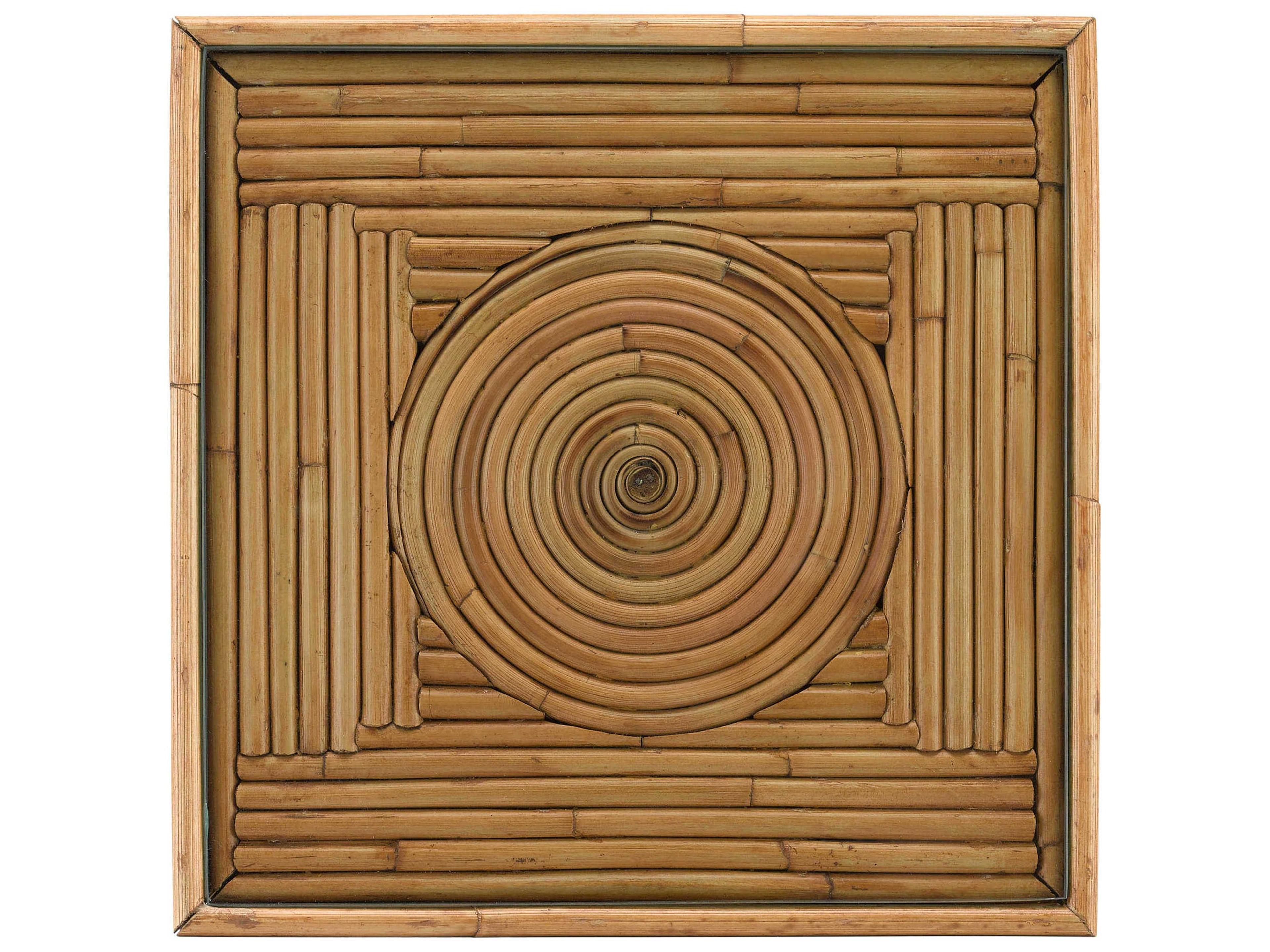 Currey & Company Silang 9" Square Glass Natural Rattan End Table