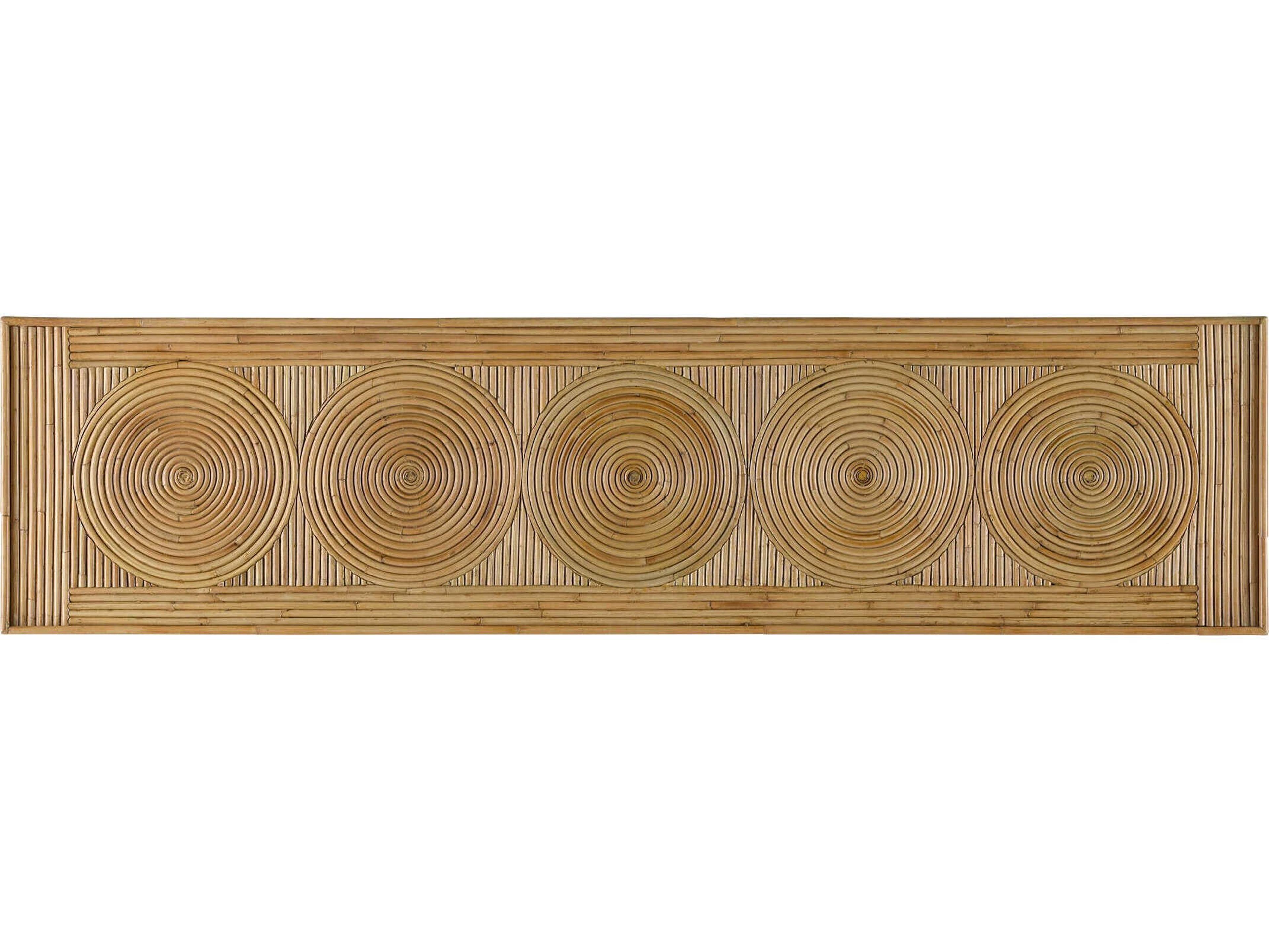 Currey & Company Silang Rectangular Glass Natural Rattan Console Table