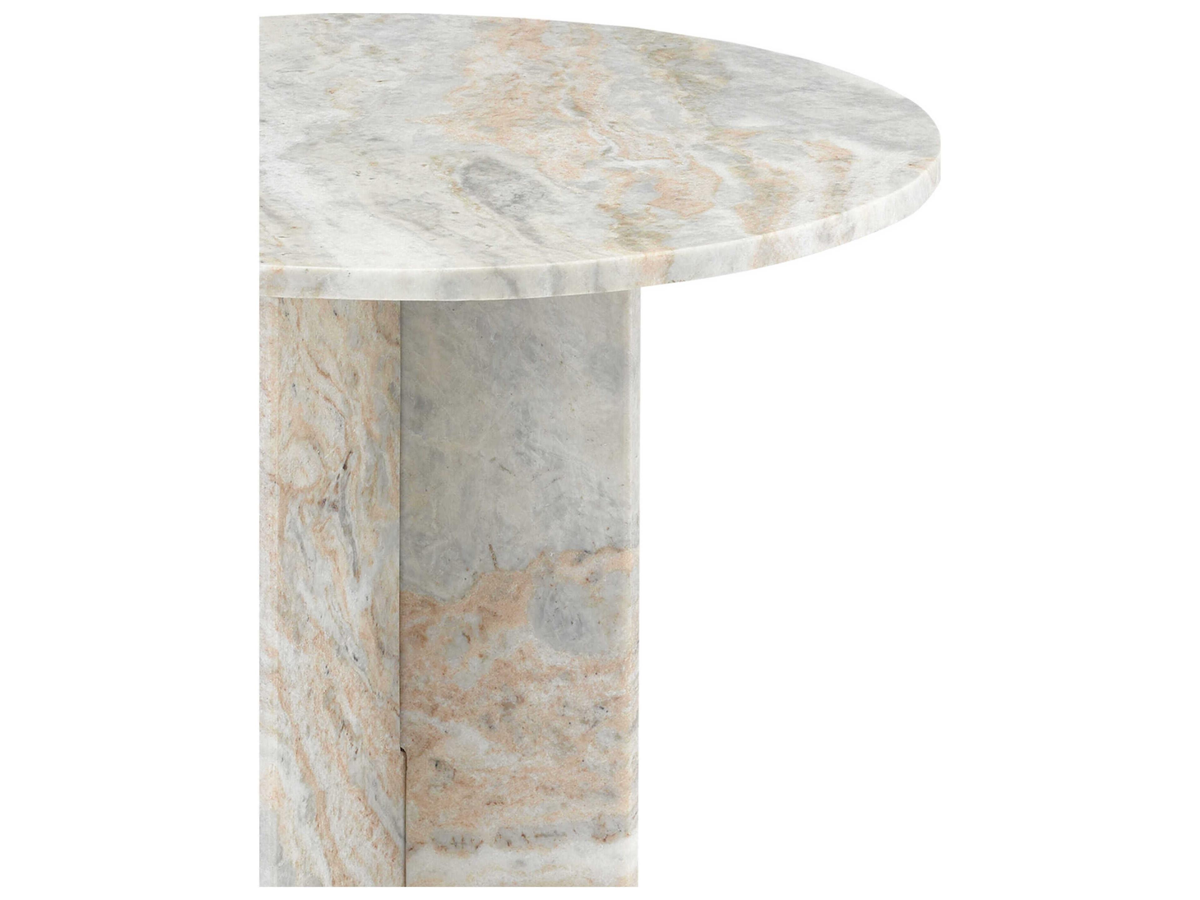 Currey & Company Harmon Round Marble Natural End Table