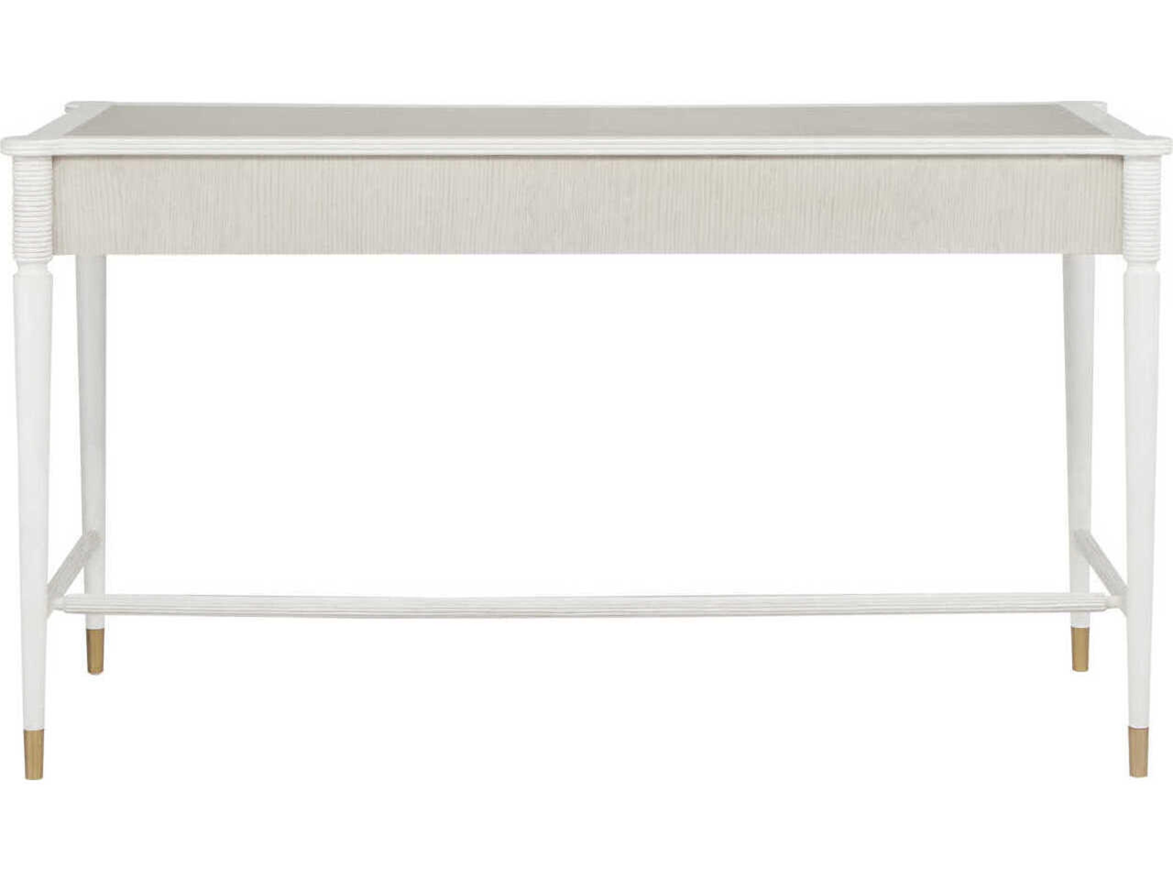 Currey & Company Aster Off White Fog Brass Mahogany Wood Secretary Desk