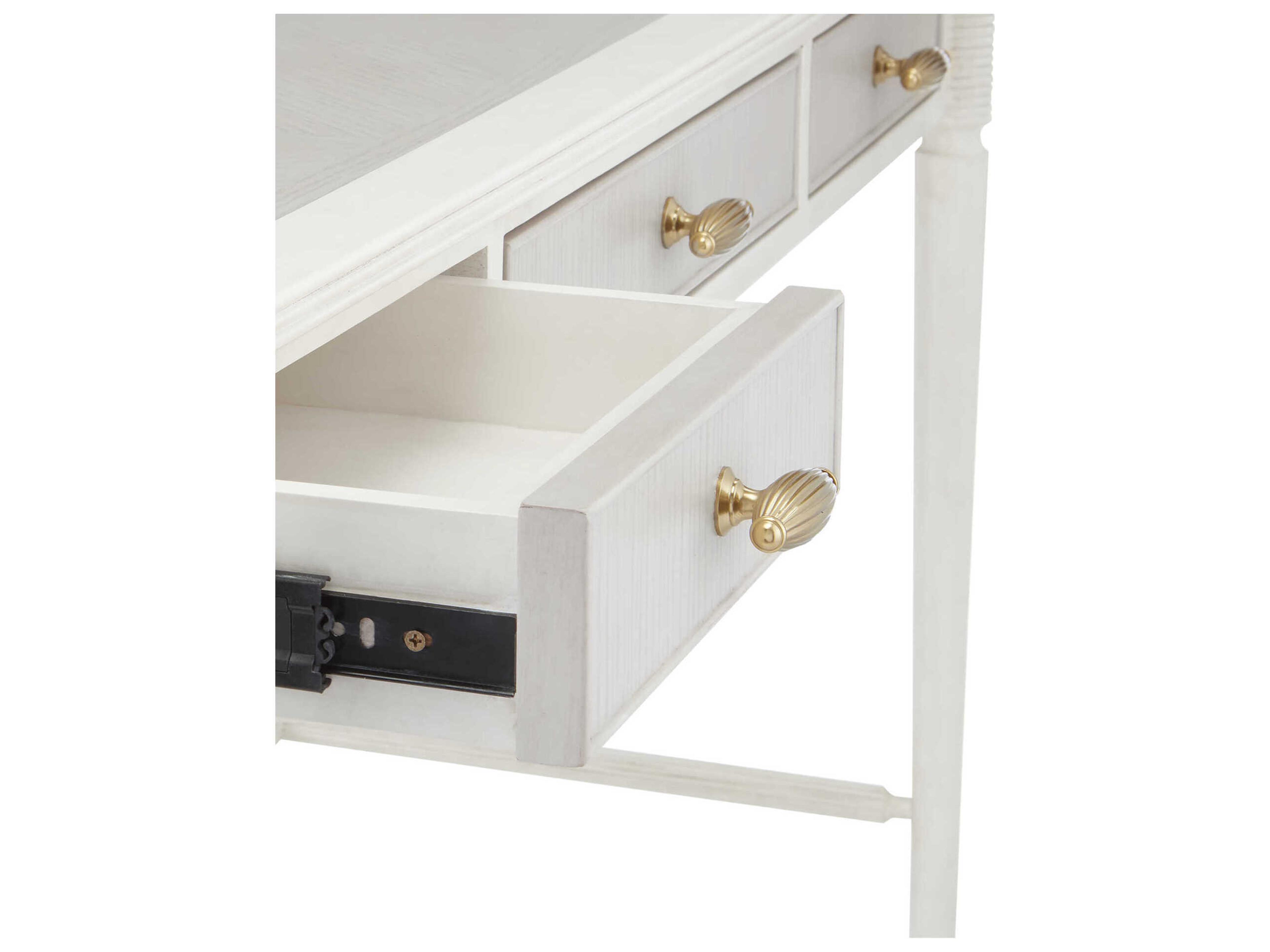 Currey & Company Aster Off White Fog Brass Mahogany Wood Secretary Desk