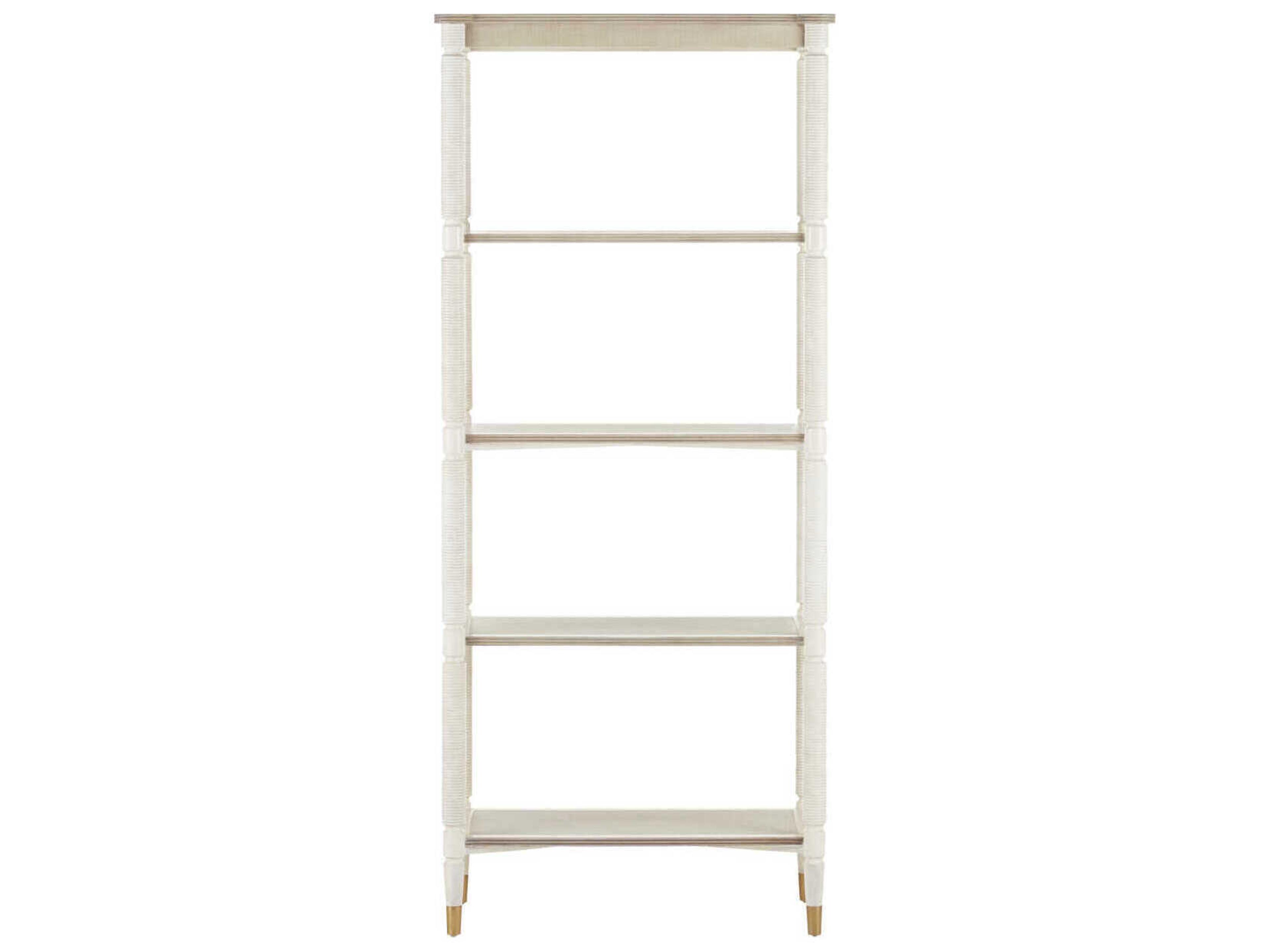 Currey & Company Aster Off White / Fog Brass Etagere