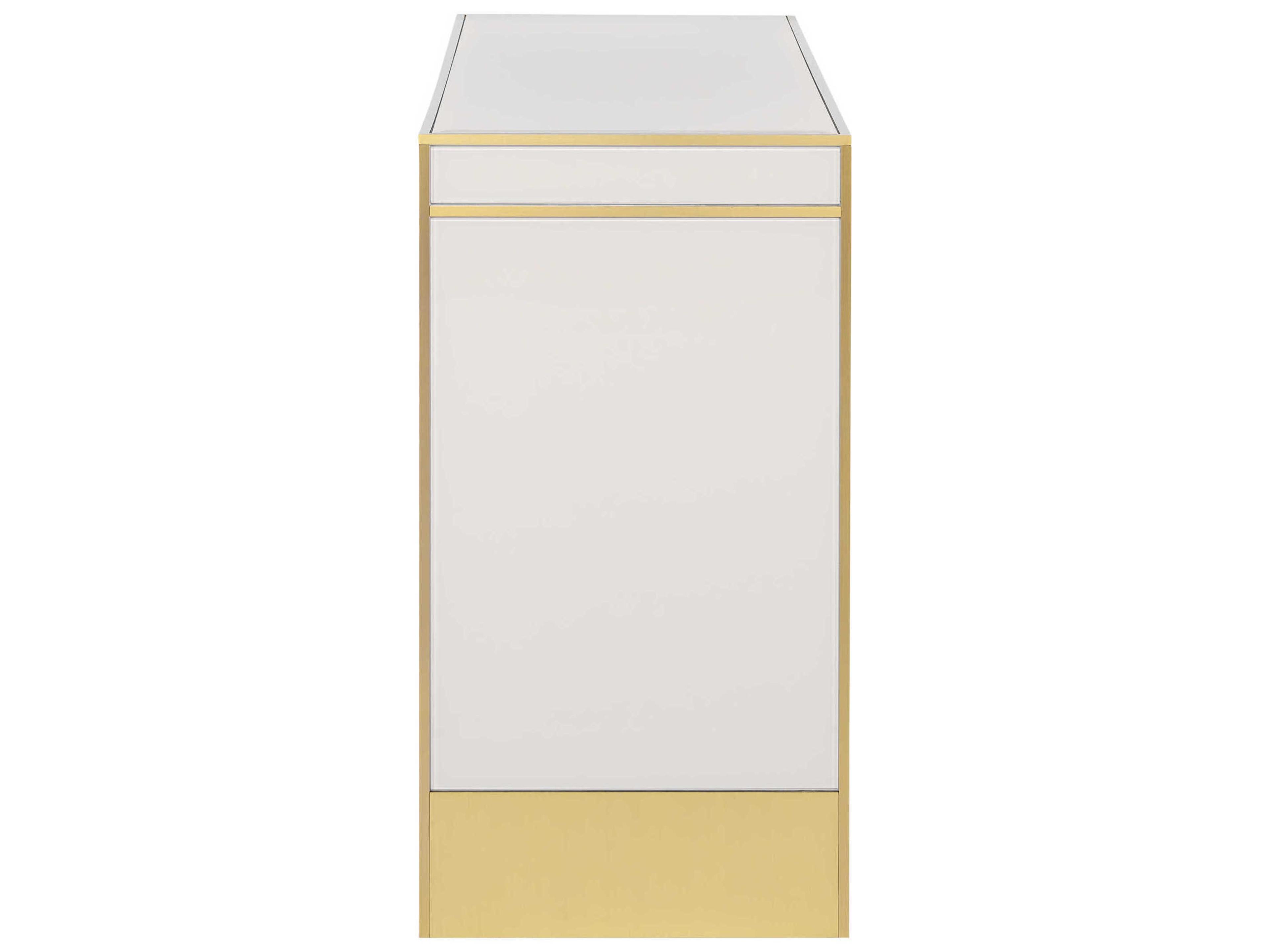 Currey & Company Arden Rectangular Glass Ivory Satin Brass Console Table