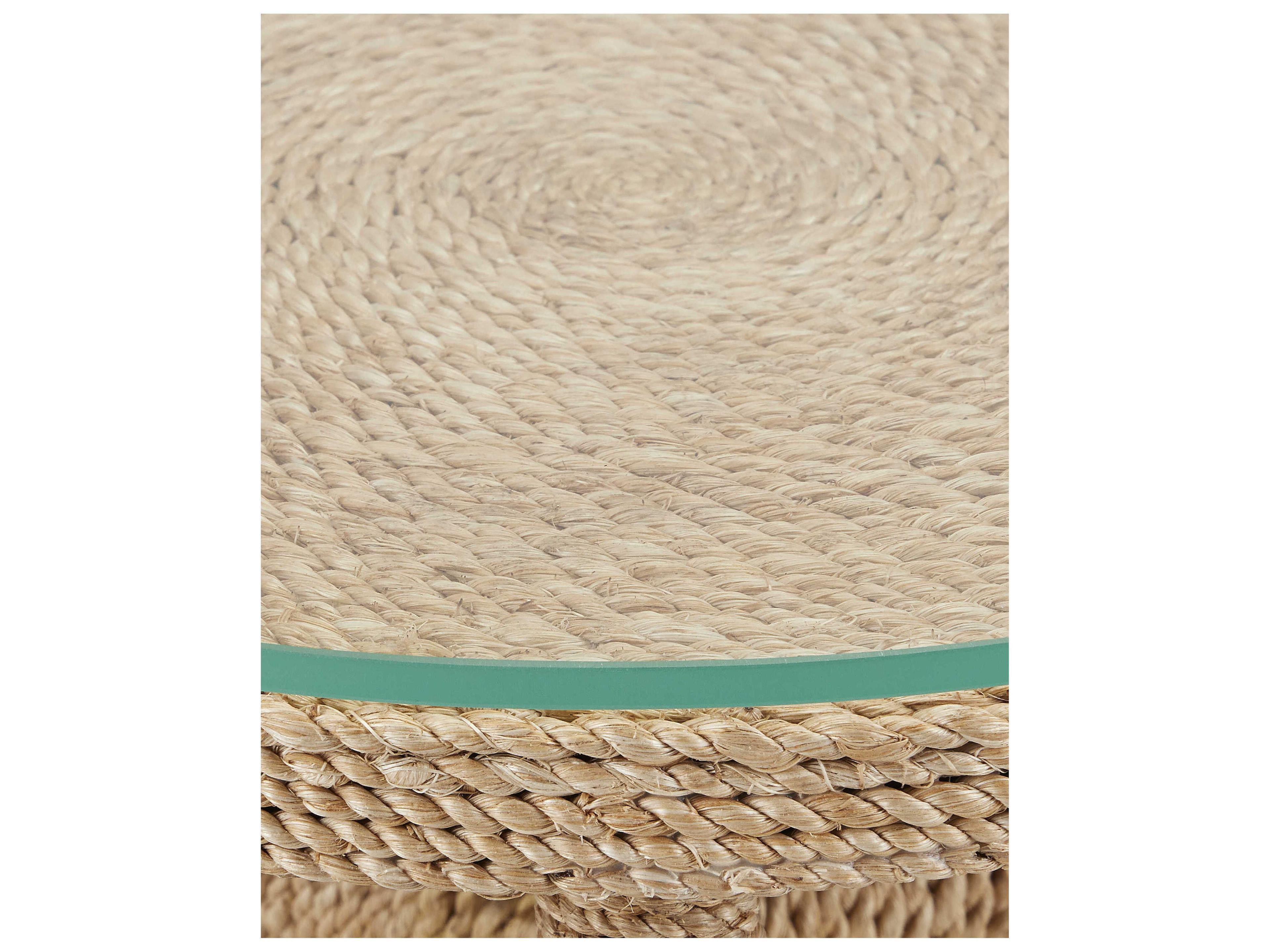 Currey & Company Limay Round Natural Rope Clear Glass End Table
