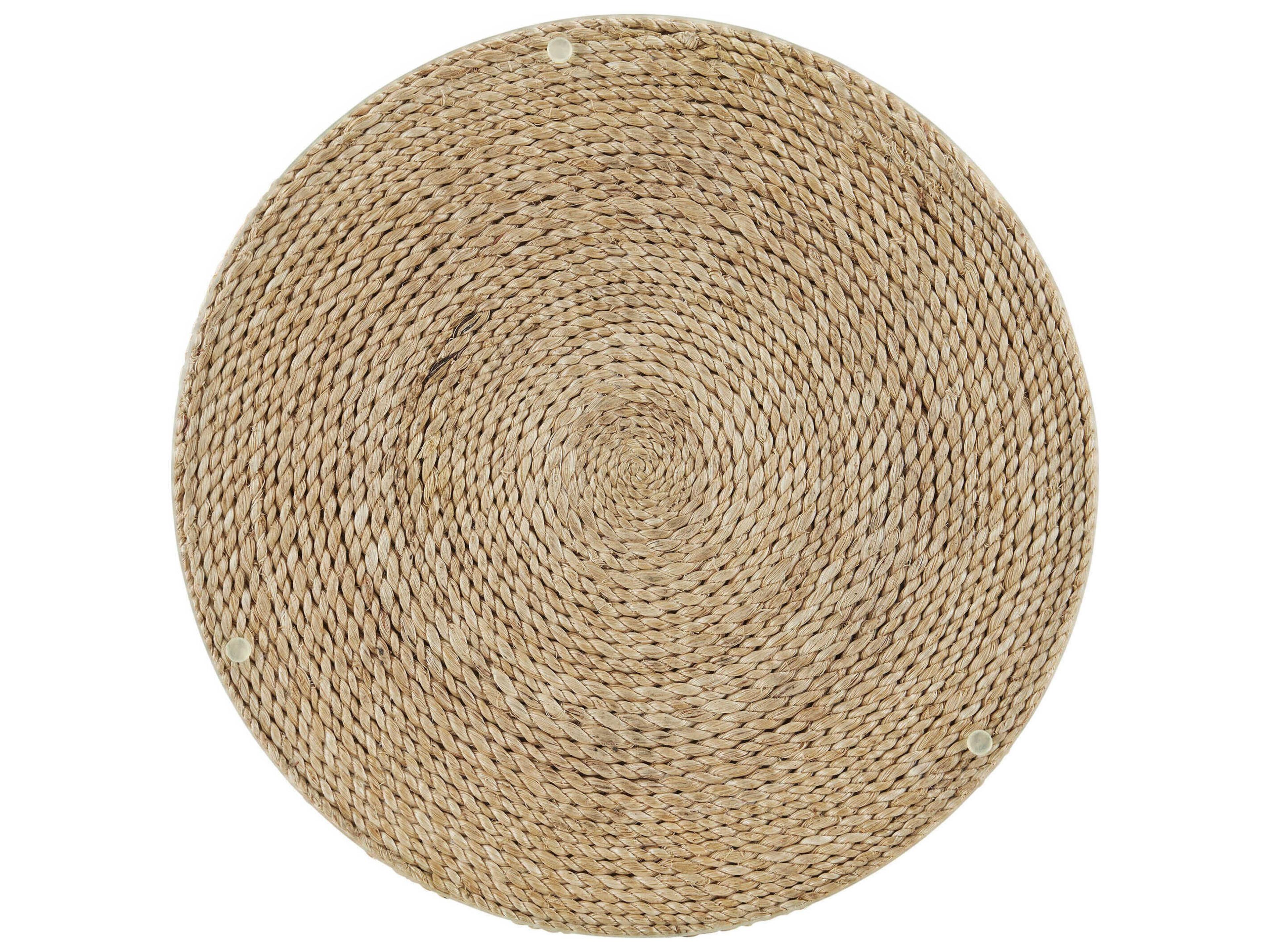 Currey & Company Limay Round Natural Rope Clear Glass End Table