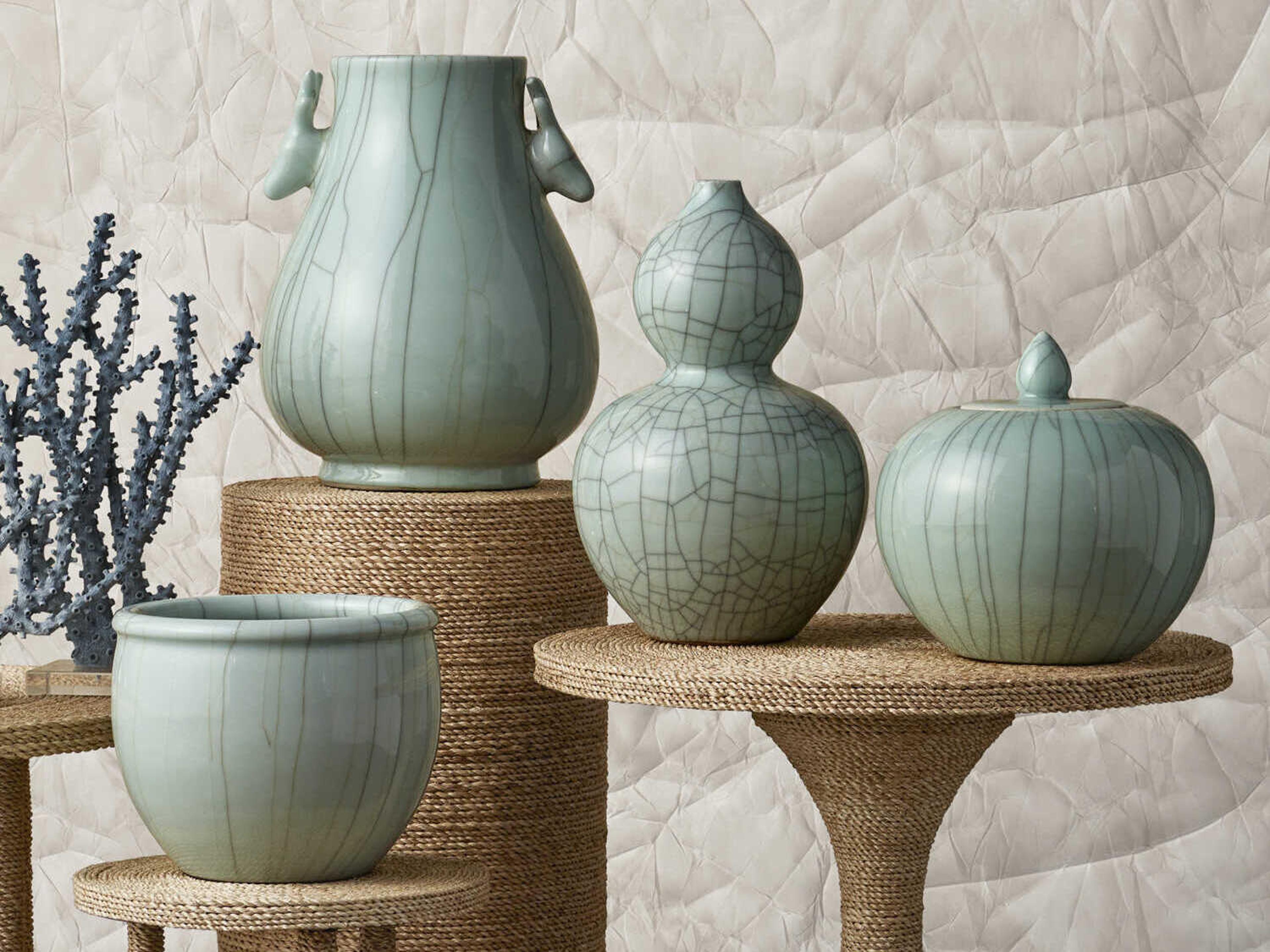 Currey & Company Limay Round Natural Rope Clear Glass End Table