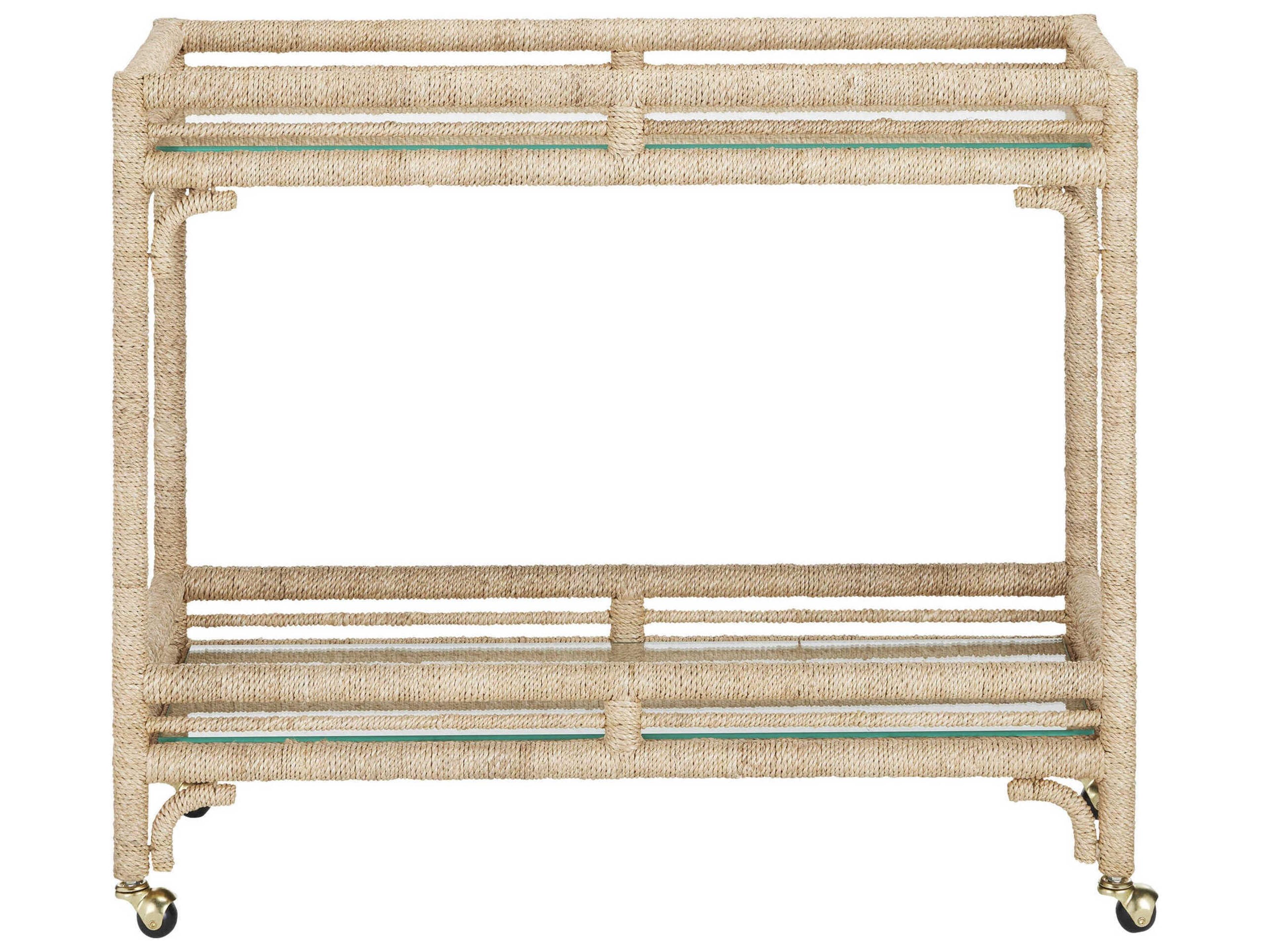 Currey & Company Olisa Glass Natural Clear Bar Cart