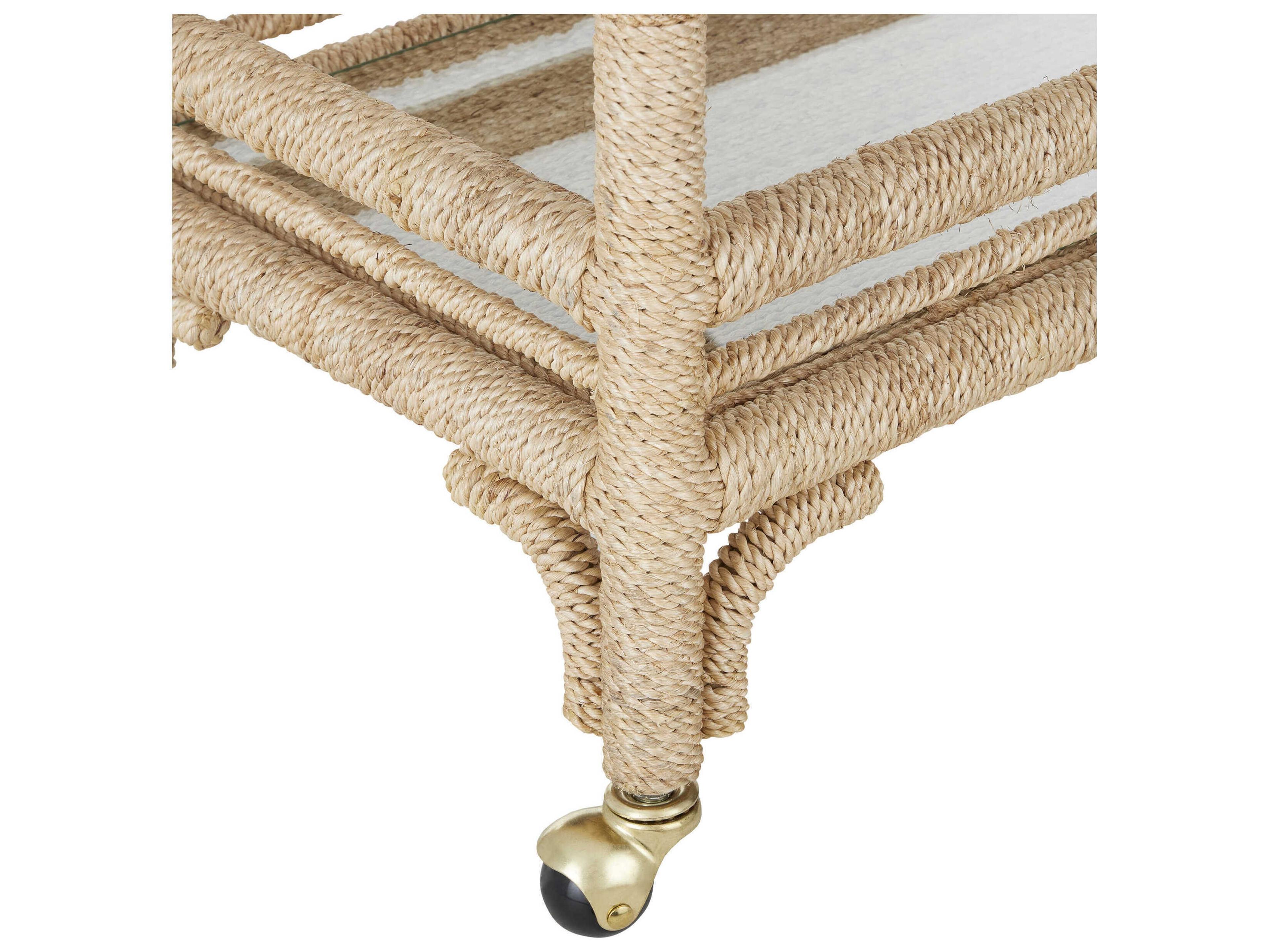 Currey & Company Olisa Glass Natural Clear Bar Cart