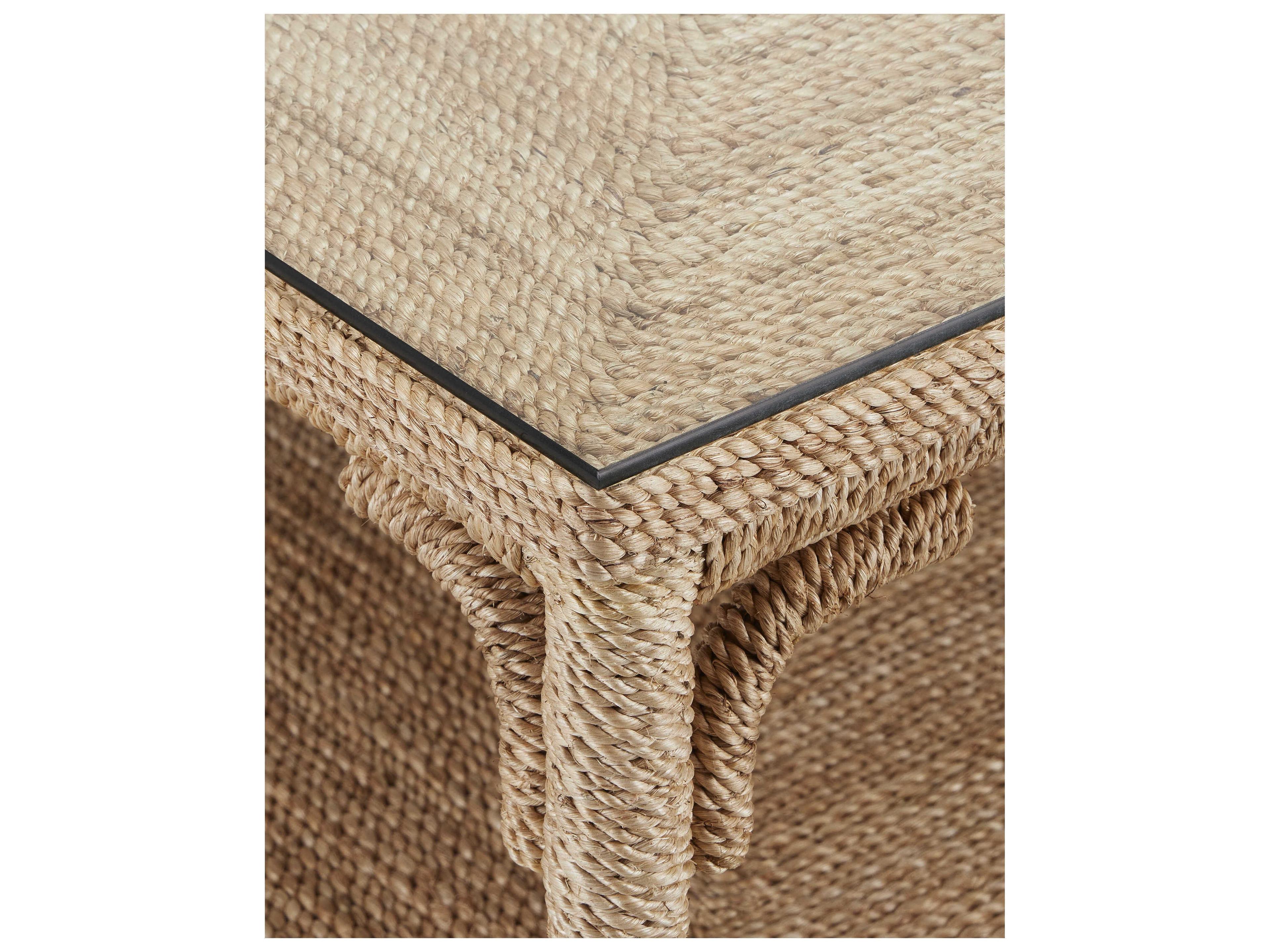 Currey & Company Olisa Square Glass Natural clear Coffee Table