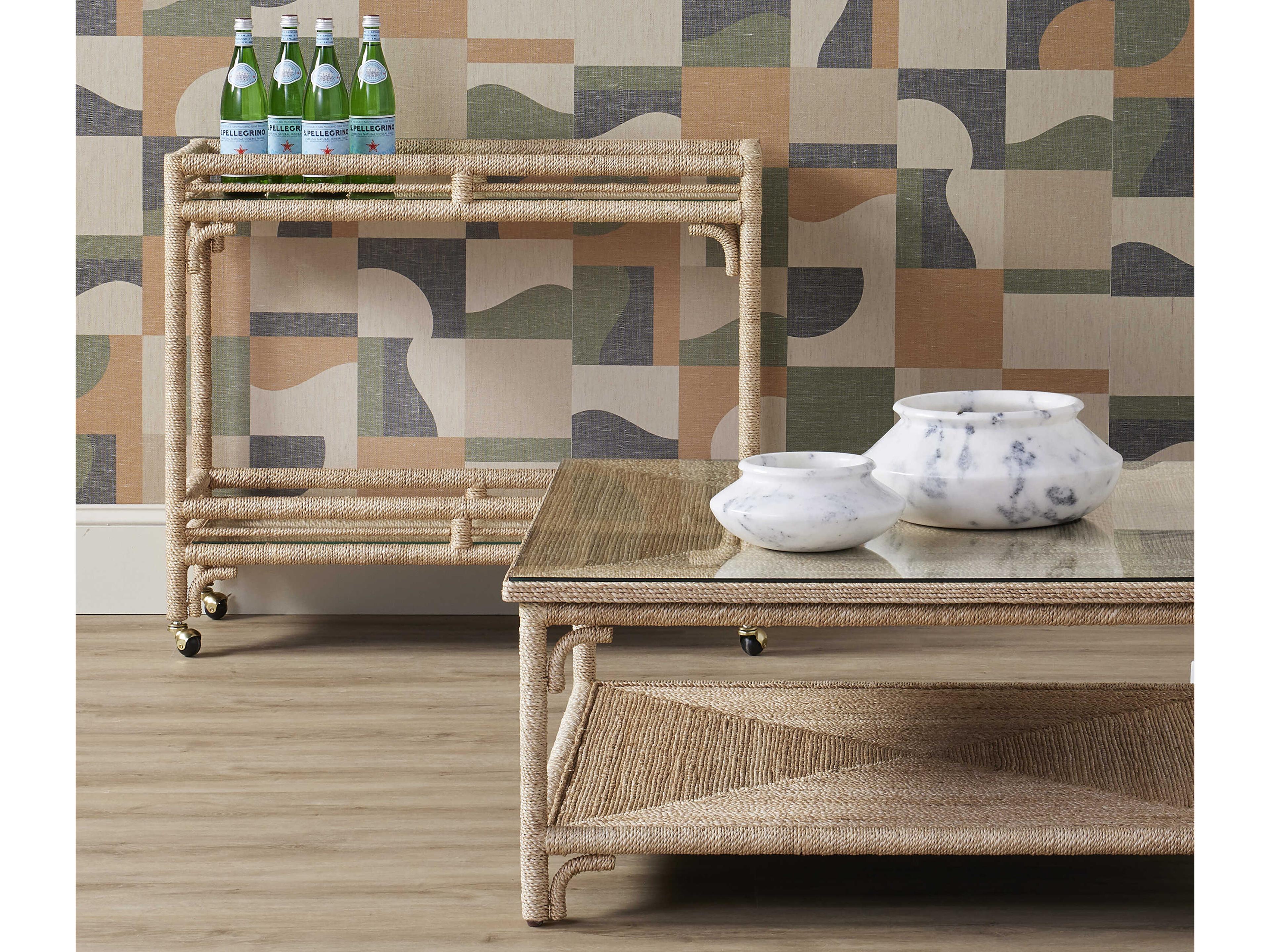 Currey & Company Olisa Square Glass Natural clear Coffee Table