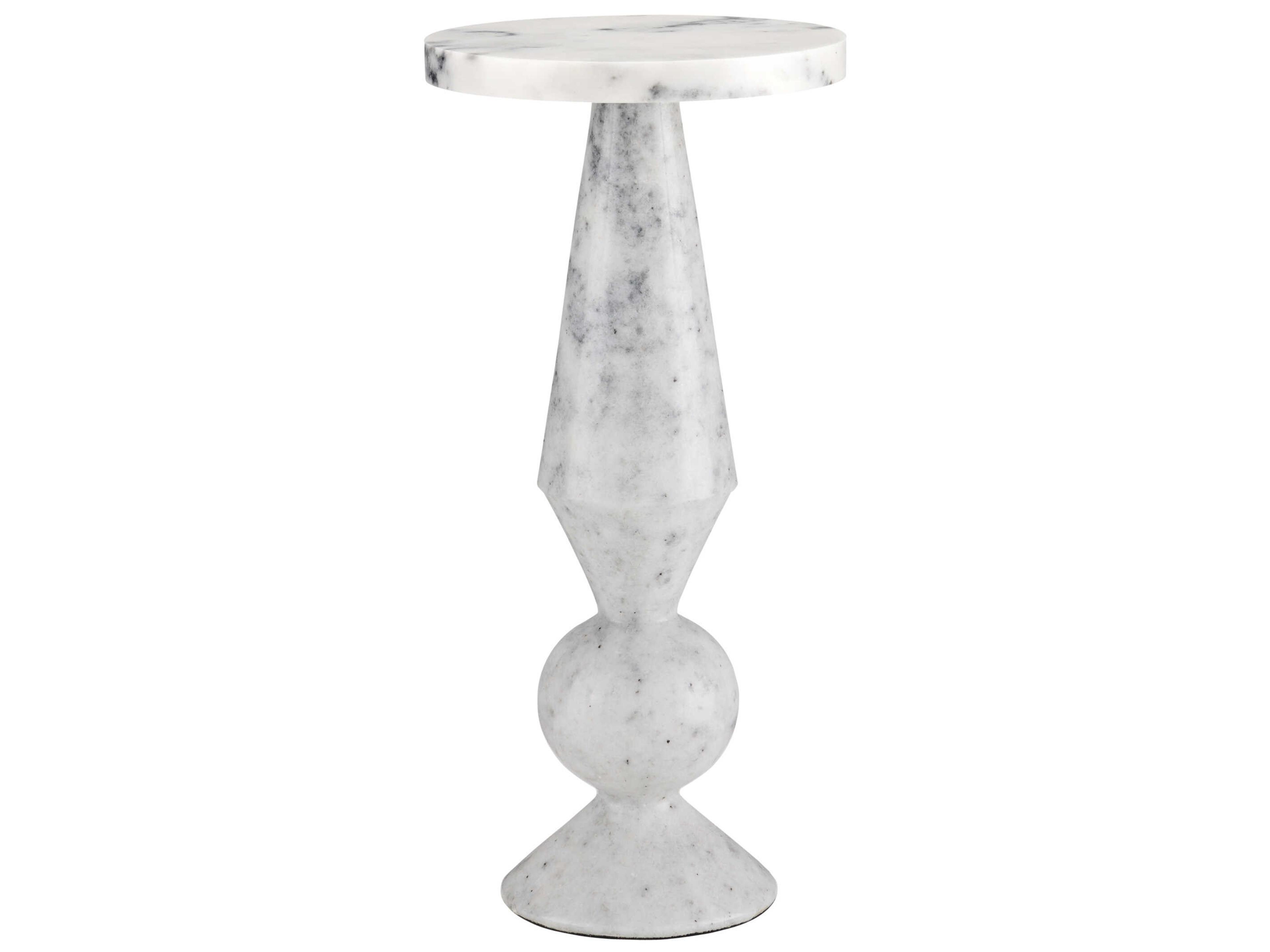 Quince Round Marble White End Table