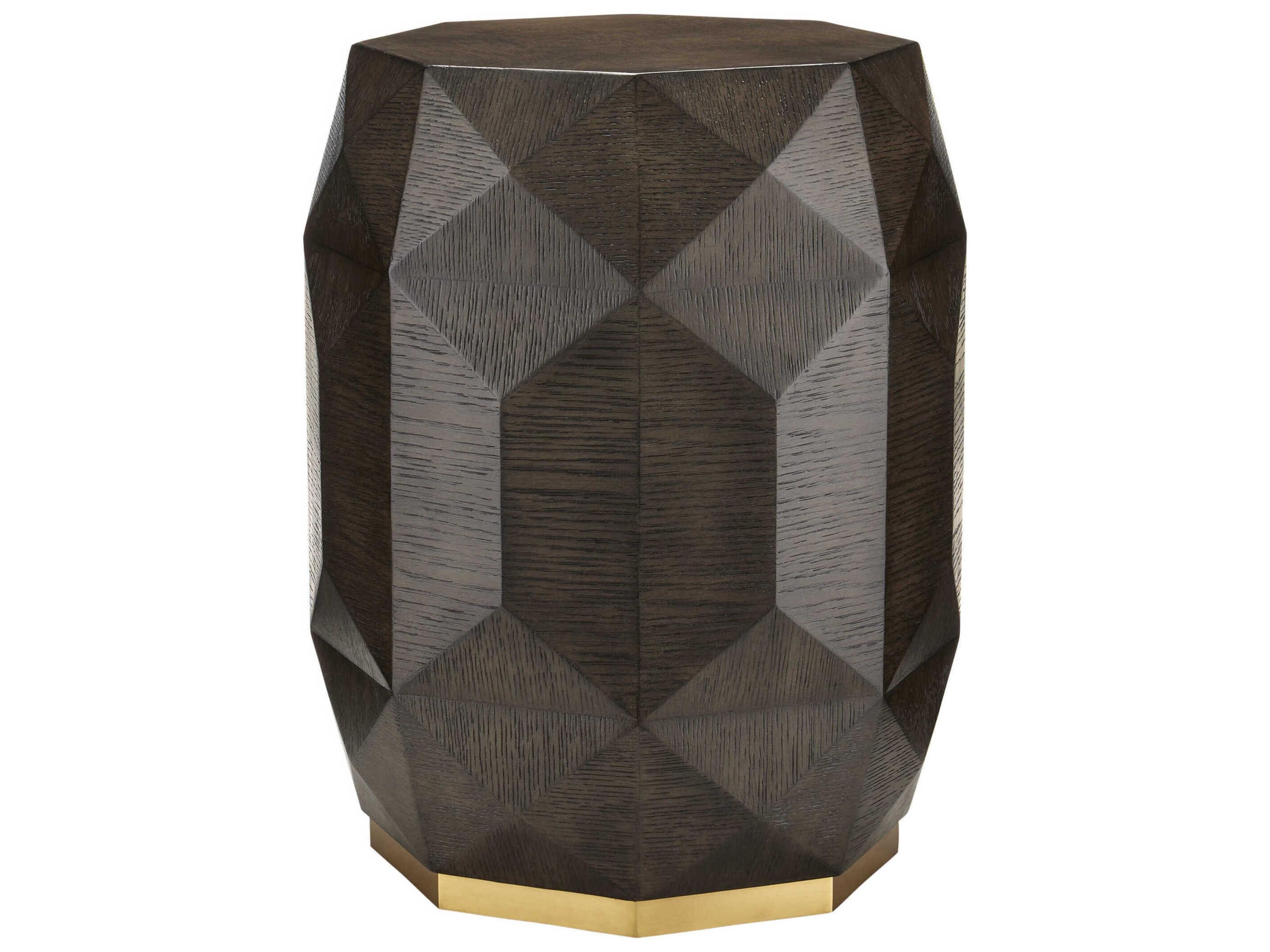 Currey & Company Kendall Hexagon Wood Dove Gray polished Brass End Table