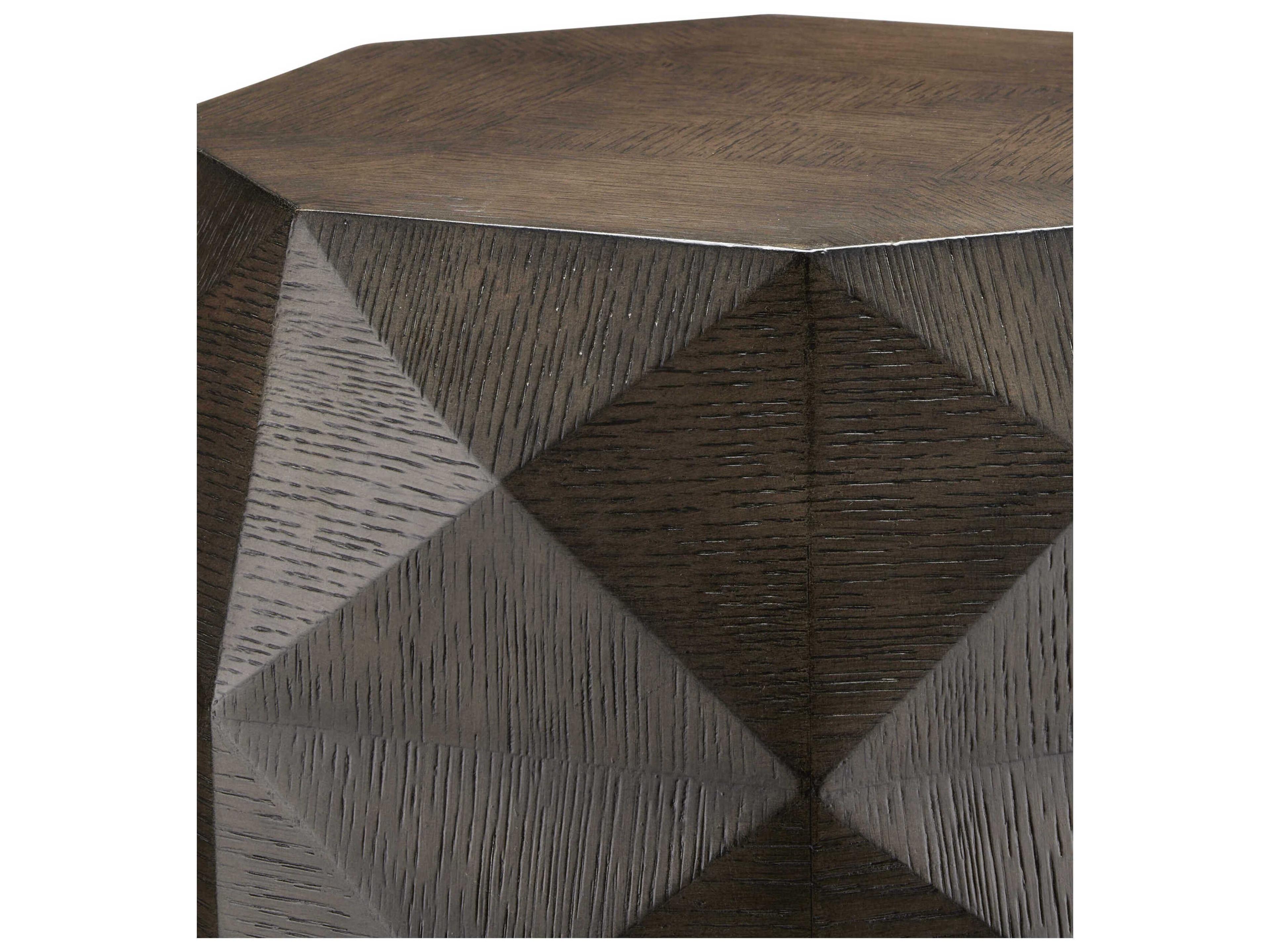 Currey & Company Kendall Hexagon Wood Dove Gray polished Brass End Table