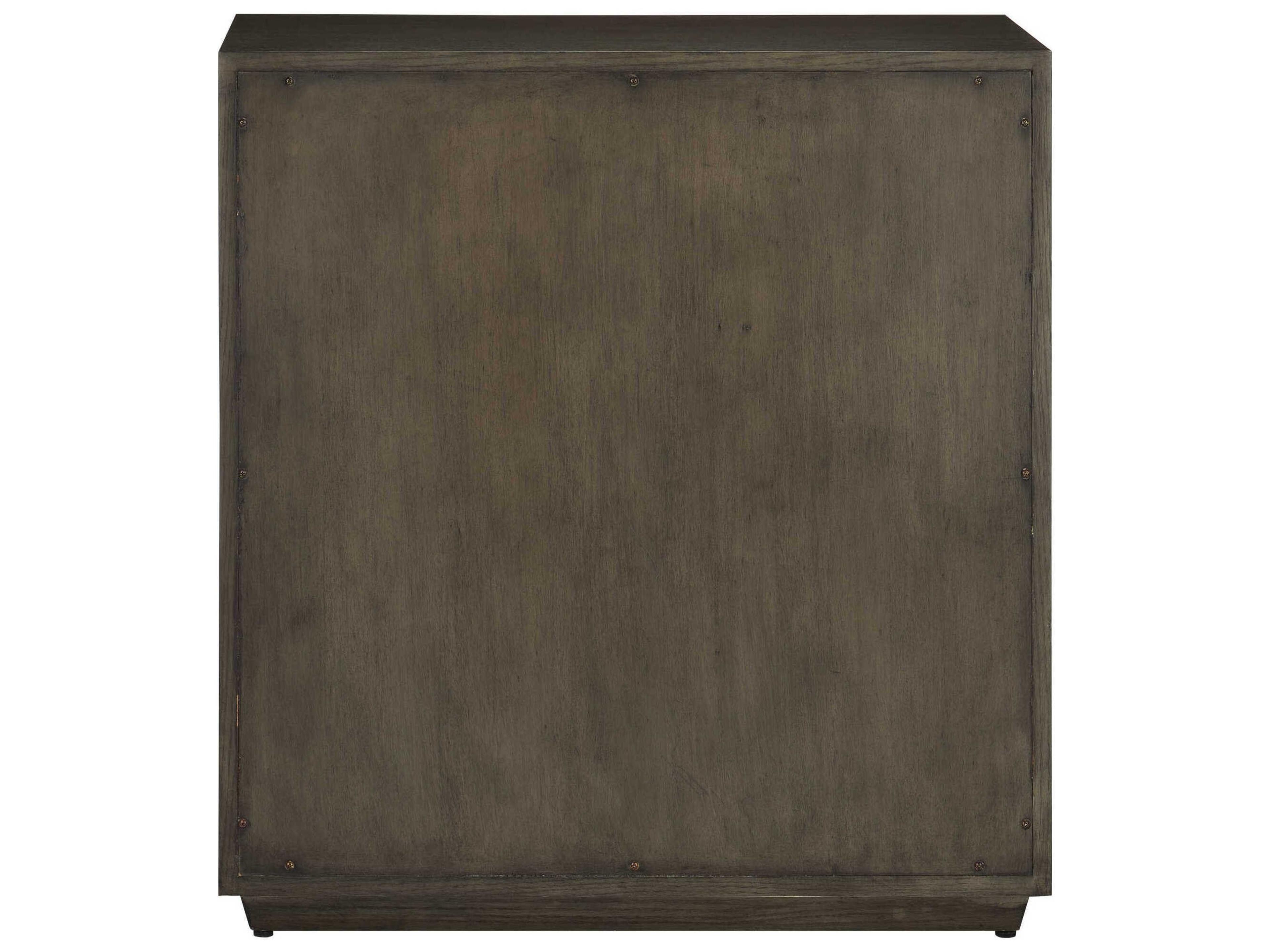 Currey & Company Kendall Dove Gray Polished Brass Solid Wood Accent Chest