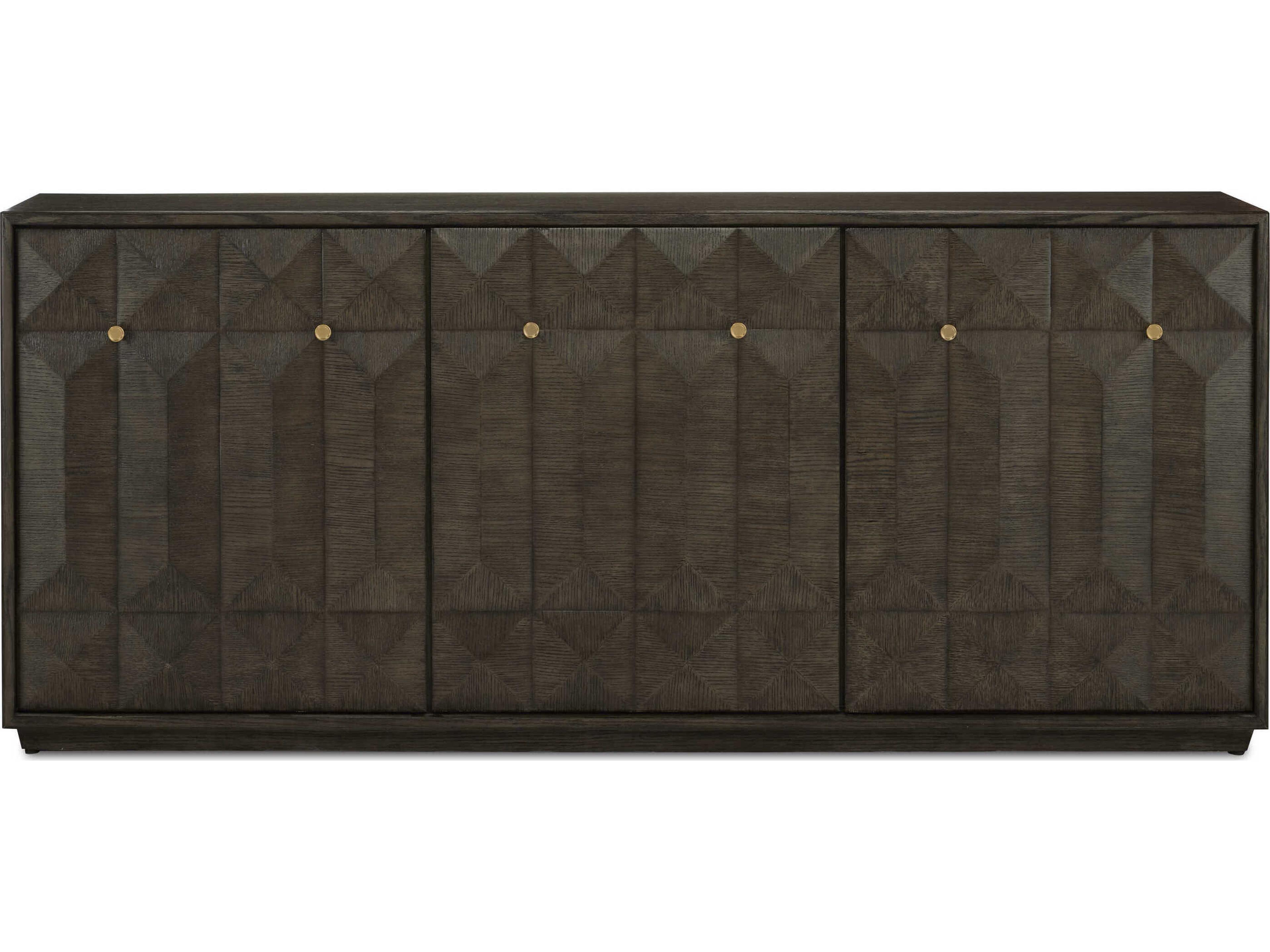 Currey & Company Kendall 78" Solid Wood Dove Gray Polished Brass Credenza Sideboard