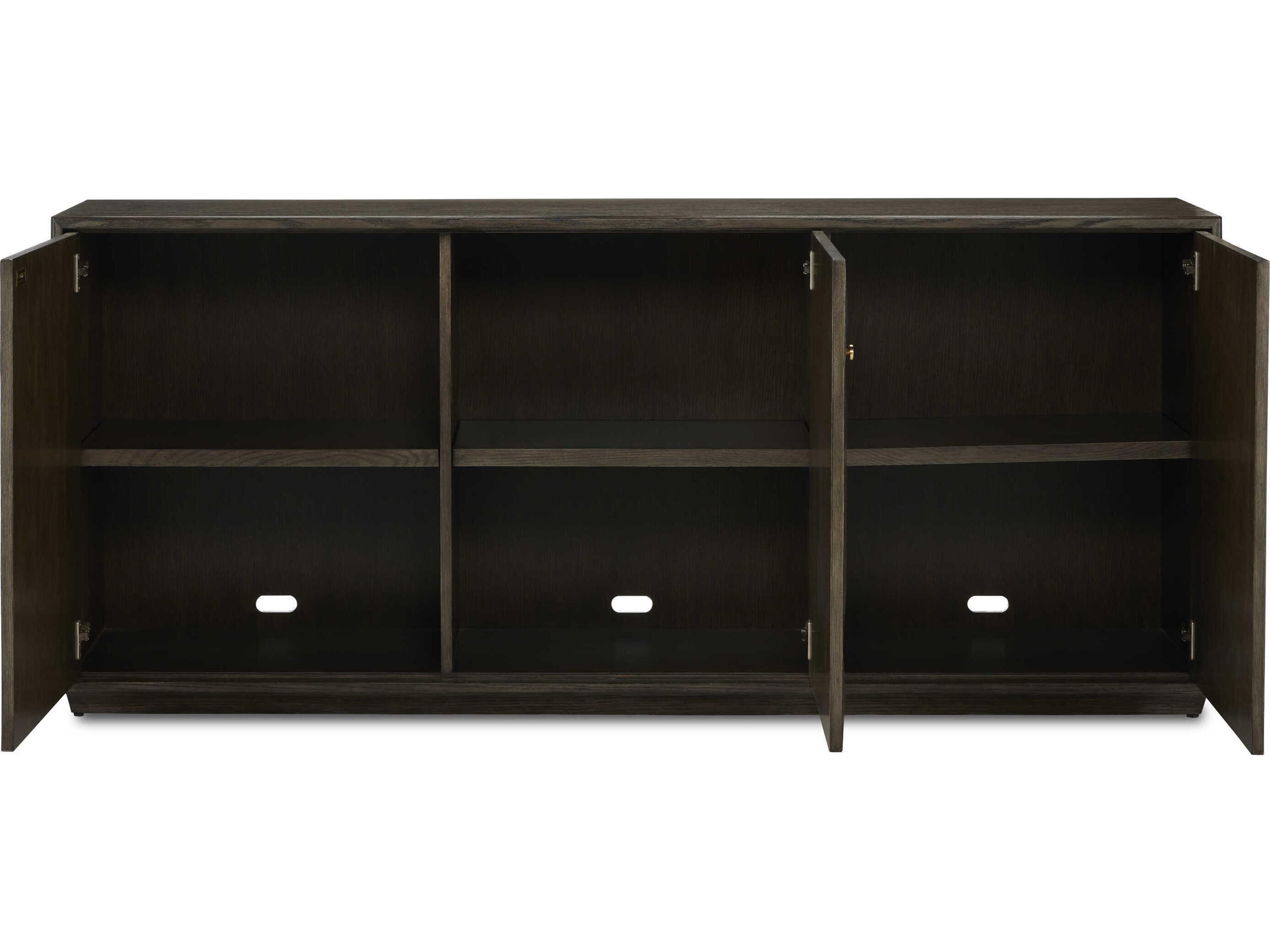 Currey & Company Kendall 78" Solid Wood Dove Gray Polished Brass Credenza Sideboard