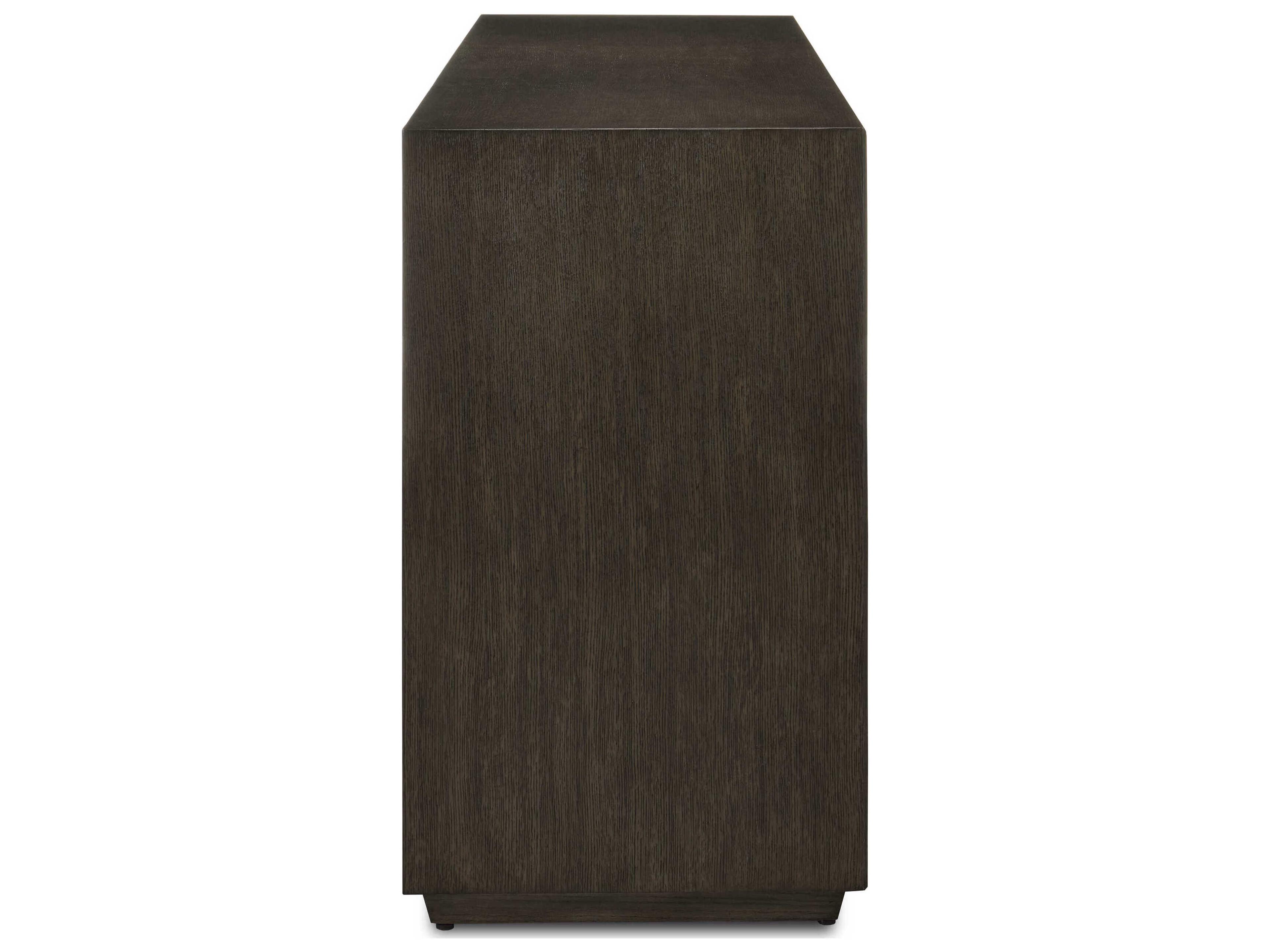 Currey & Company Kendall 78" Solid Wood Dove Gray Polished Brass Credenza Sideboard